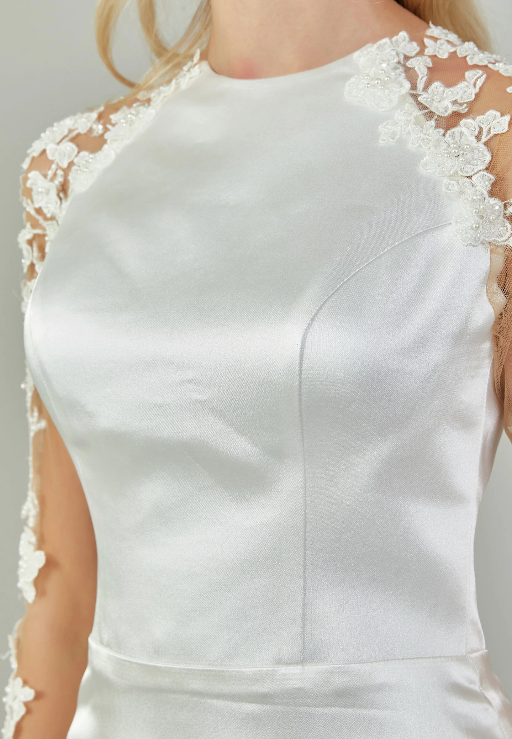 Long Sleeve Maxi Satin Regular Wedding Dress blv350173 - Image 4