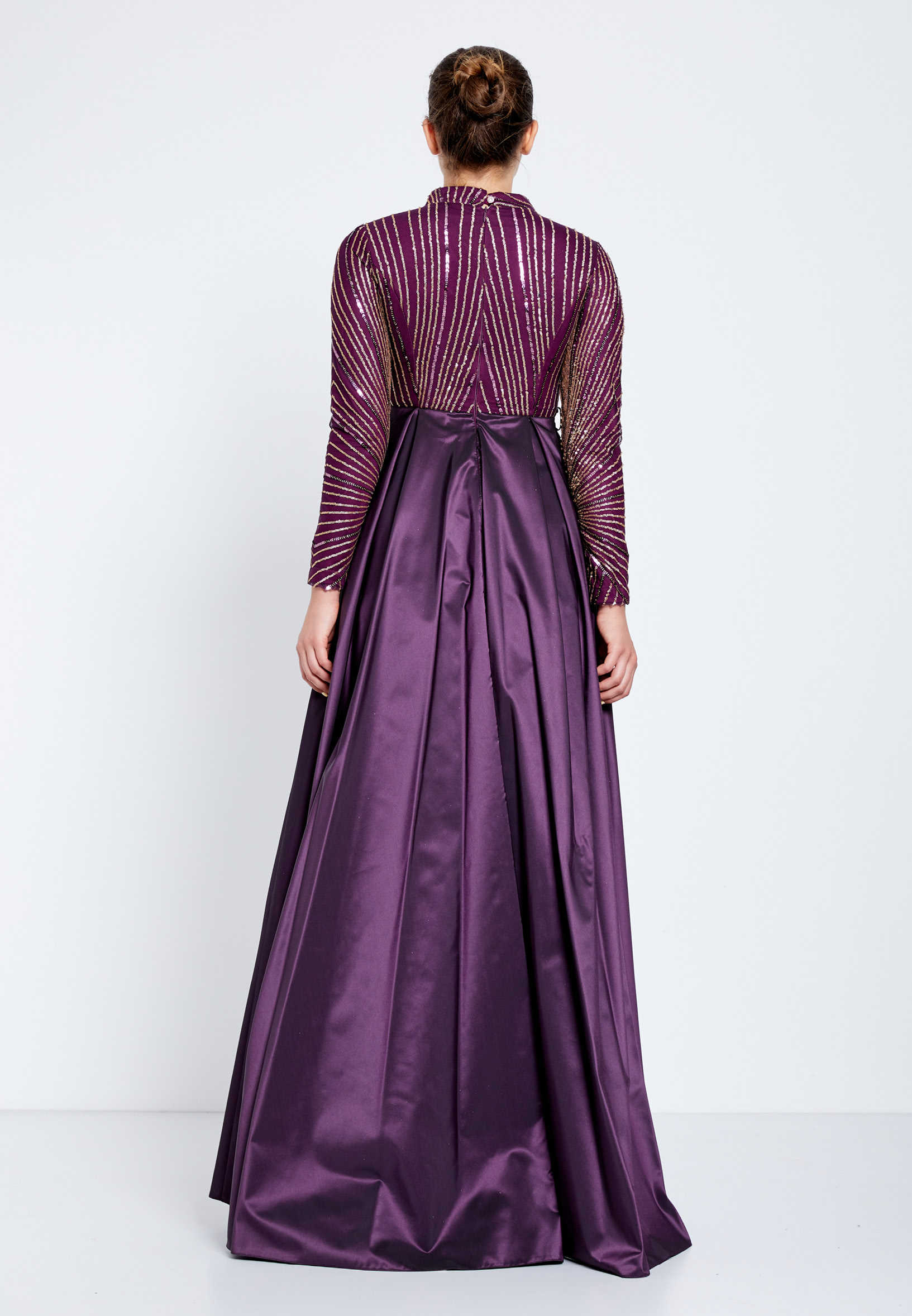 Long Sleeve Maxi Sequin A - Line Regular Evening Dress efl7114 - Image 2
