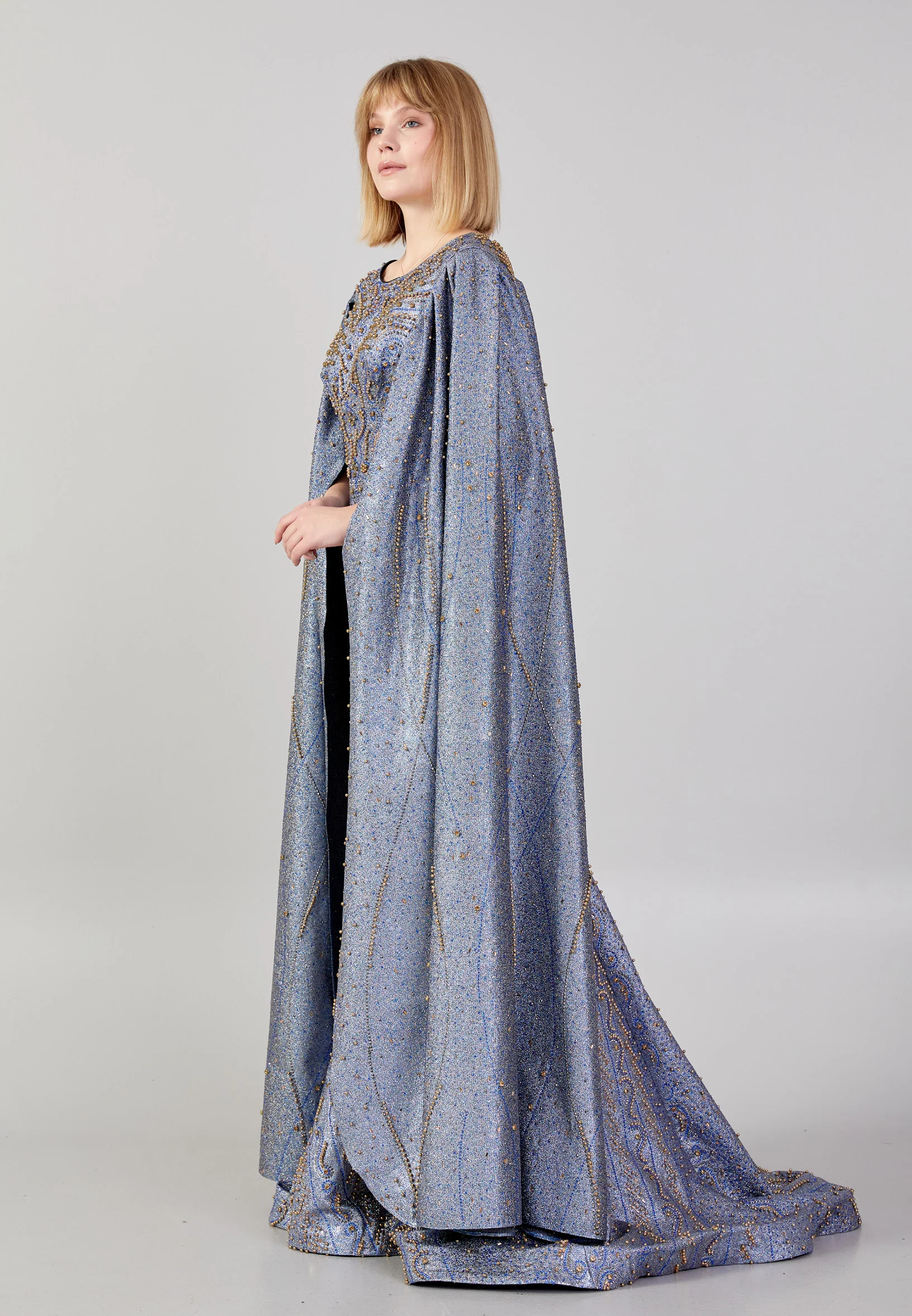 Long Sleeve Maxi Sequin A - Line Regular Prom Dress mtn88144 - Image 3