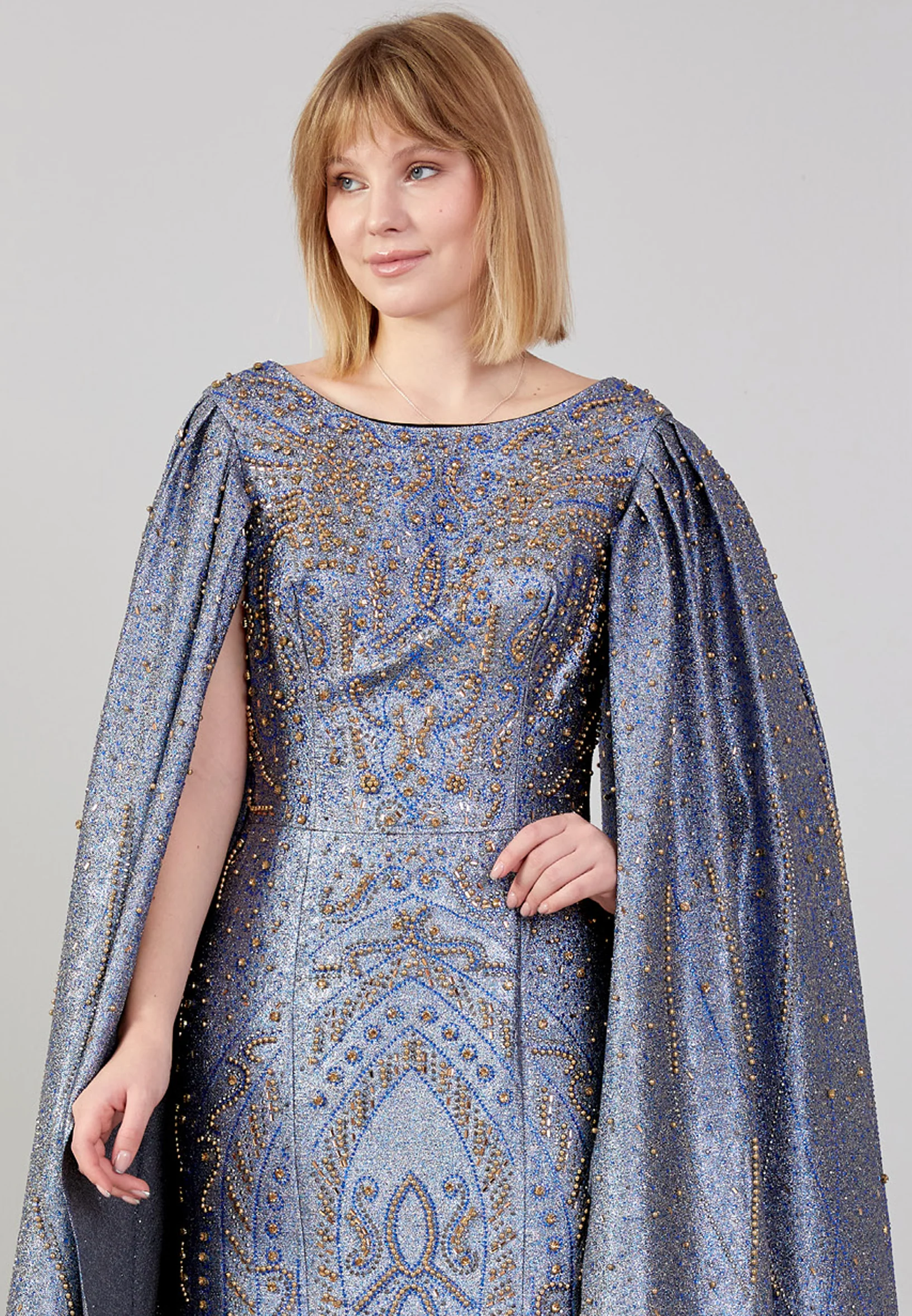 Long Sleeve Maxi Sequin A - Line Regular Prom Dress mtn88144 - Image 4