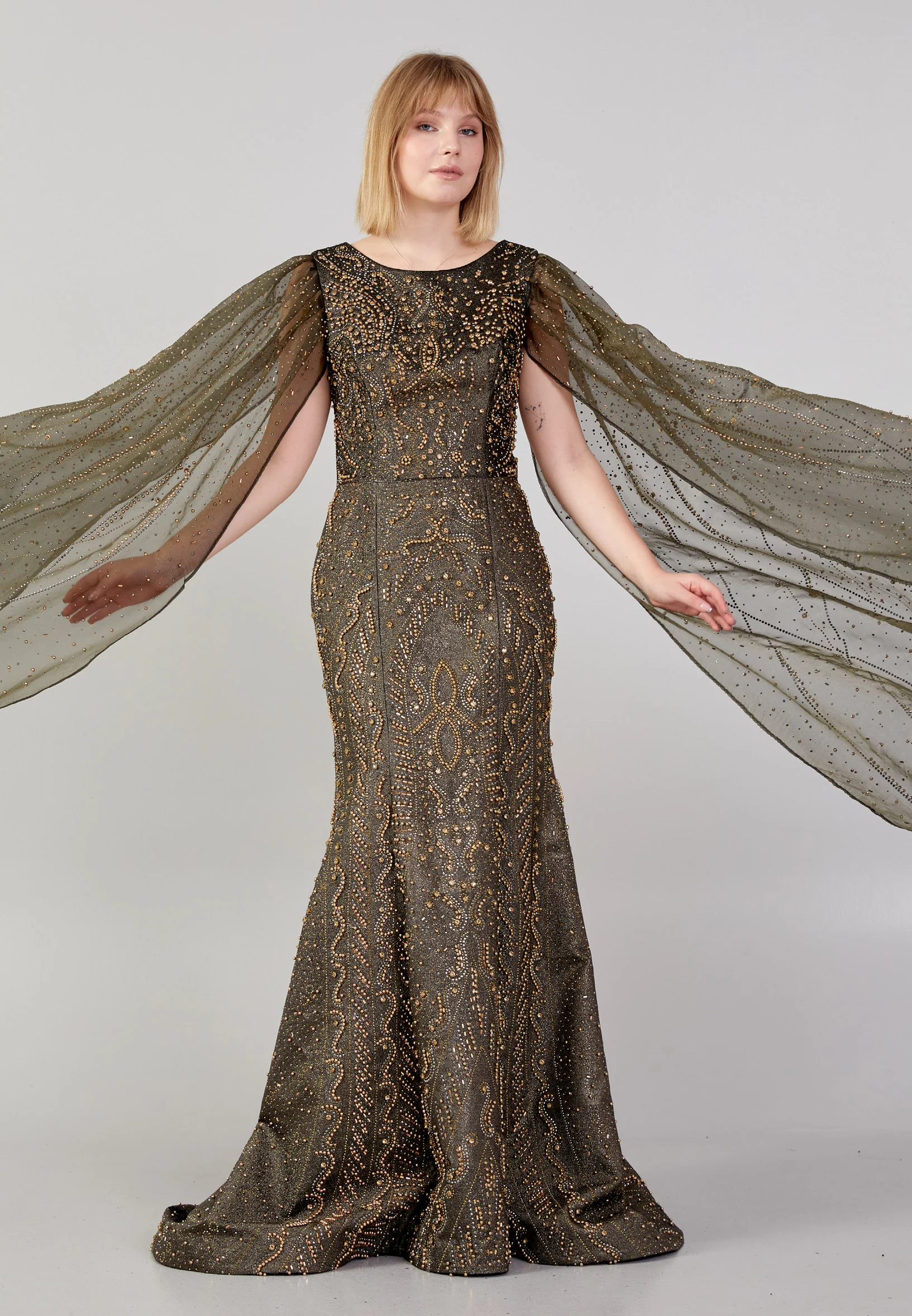 Long Sleeve Maxi Sequin A - Line Regular Prom Dress mtn88144 - Image 9