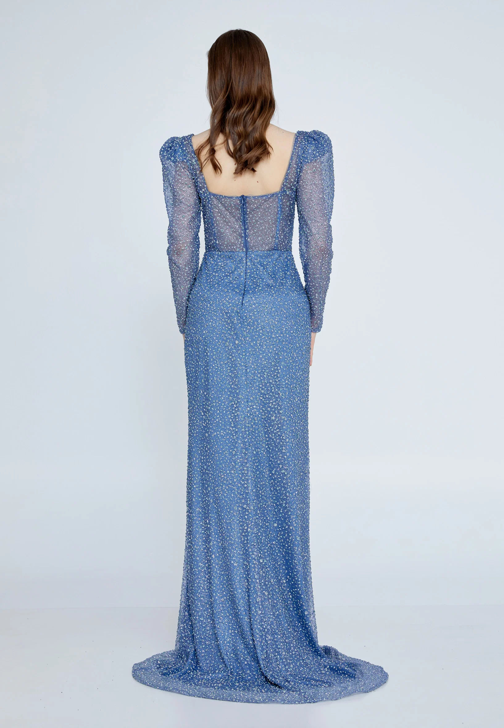 Long Sleeve Maxi Sequin Column Regular Wedding Guest Dress aln1693 - Image 10