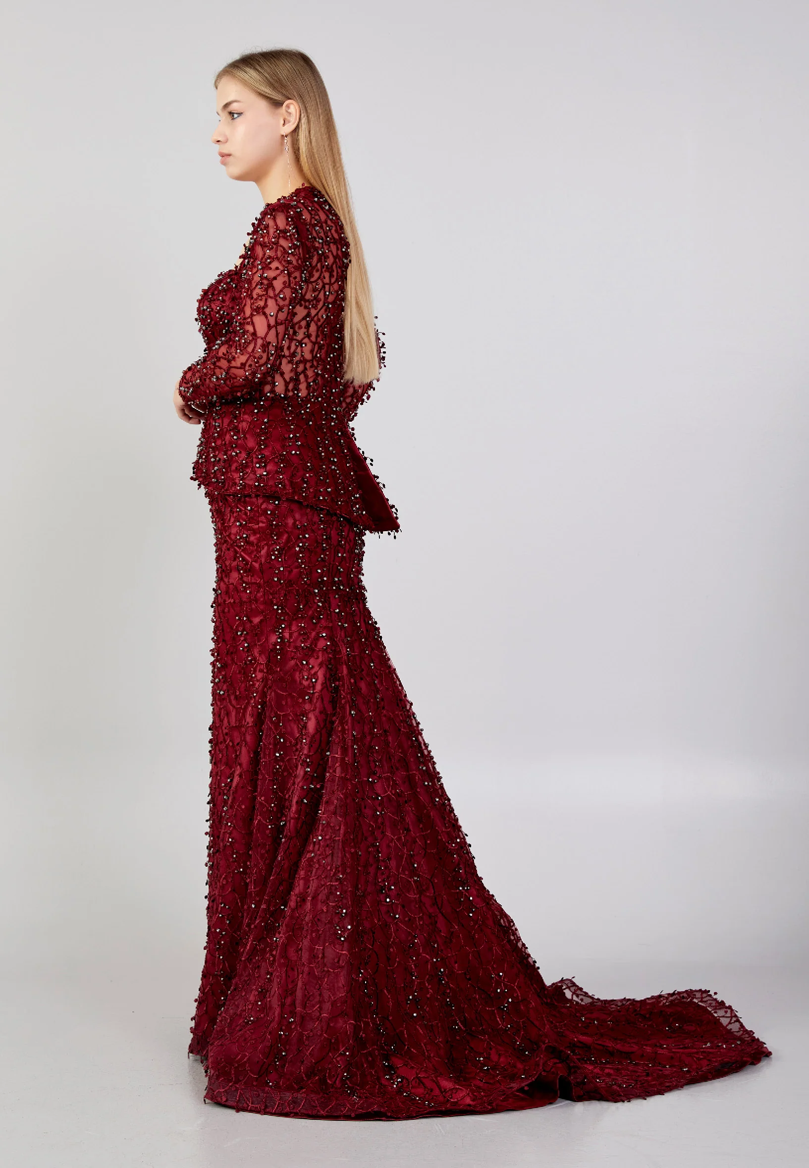 Long Sleeve Maxi Sequin Fit & Flare Plus Size Wedding Guest Dress knz3004-b - Image 7
