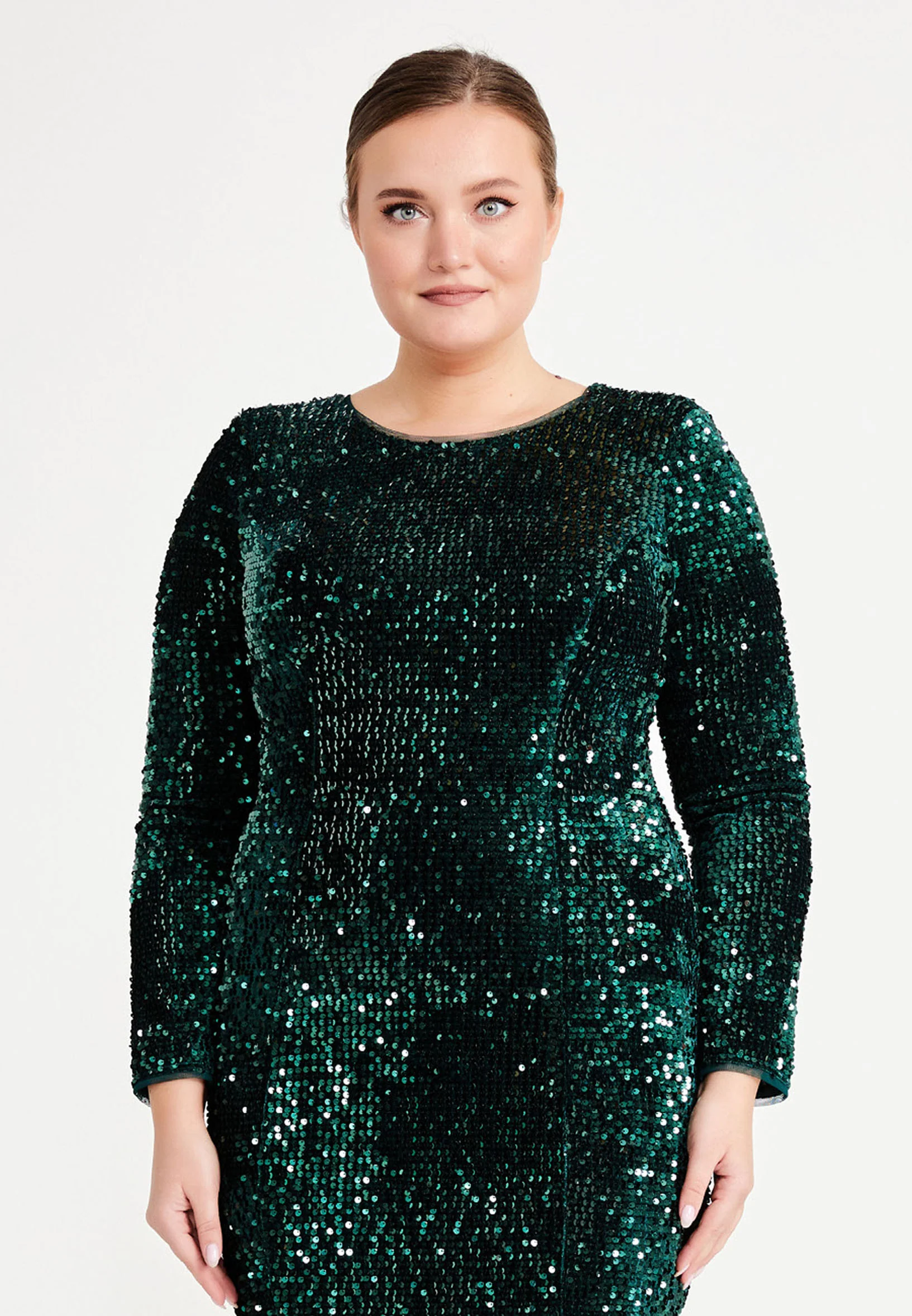 Long Sleeve Maxi Sequin Mermaid Plus Size Evening Dress oli7626-b - Image 12