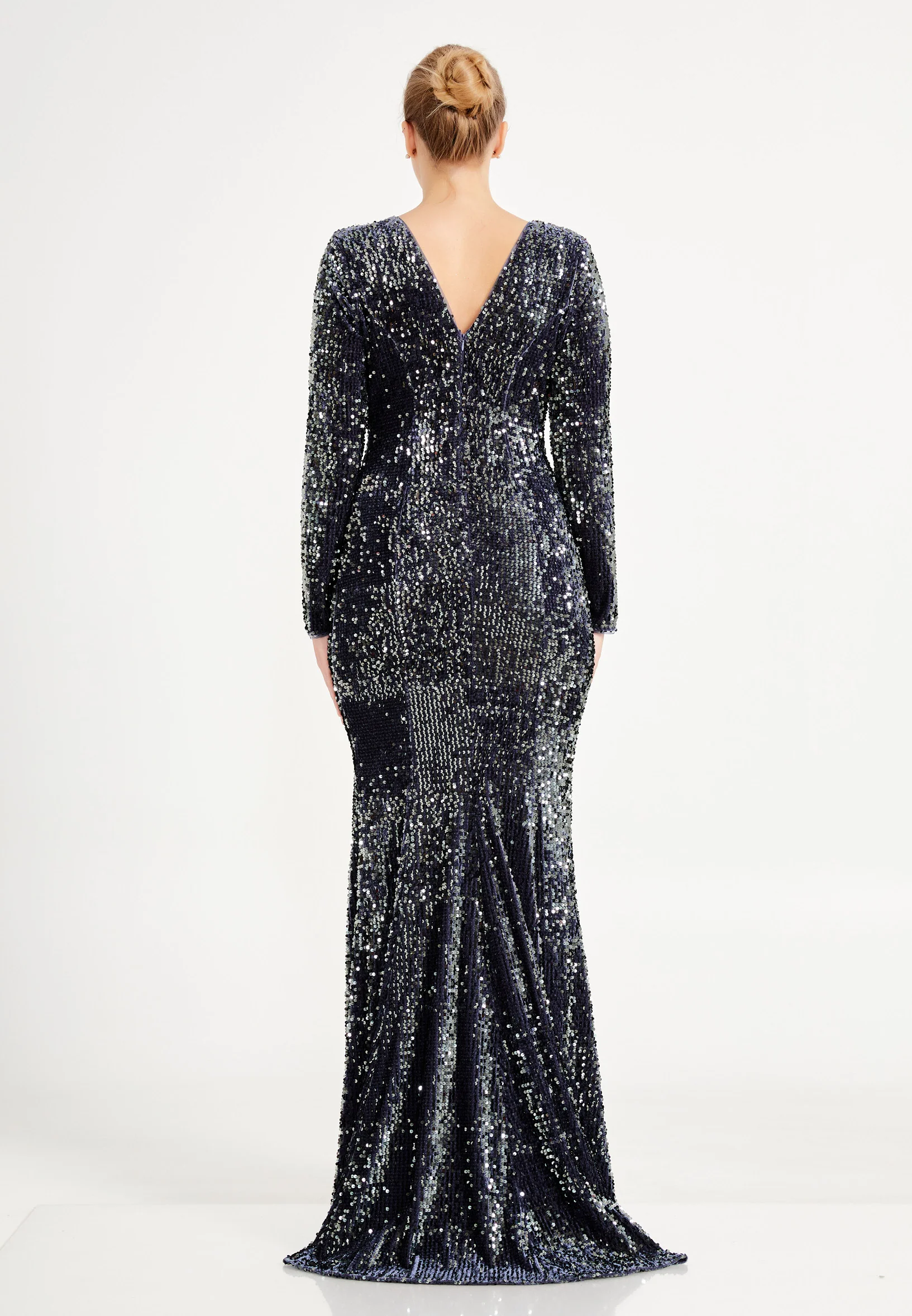 Long Sleeve Maxi Sequin Mermaid Plus Size Evening Dress oli7626-b - Image 14