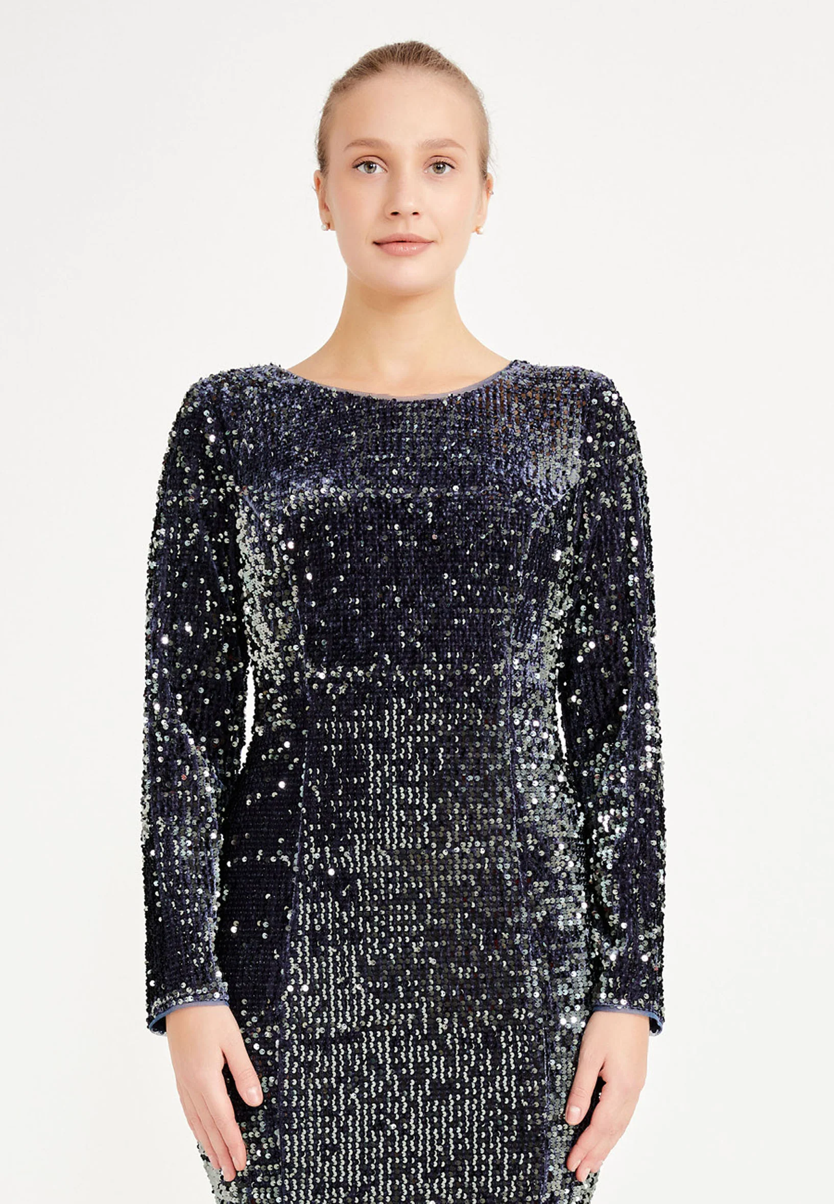 Long Sleeve Maxi Sequin Mermaid Plus Size Evening Dress oli7626-b - Image 16