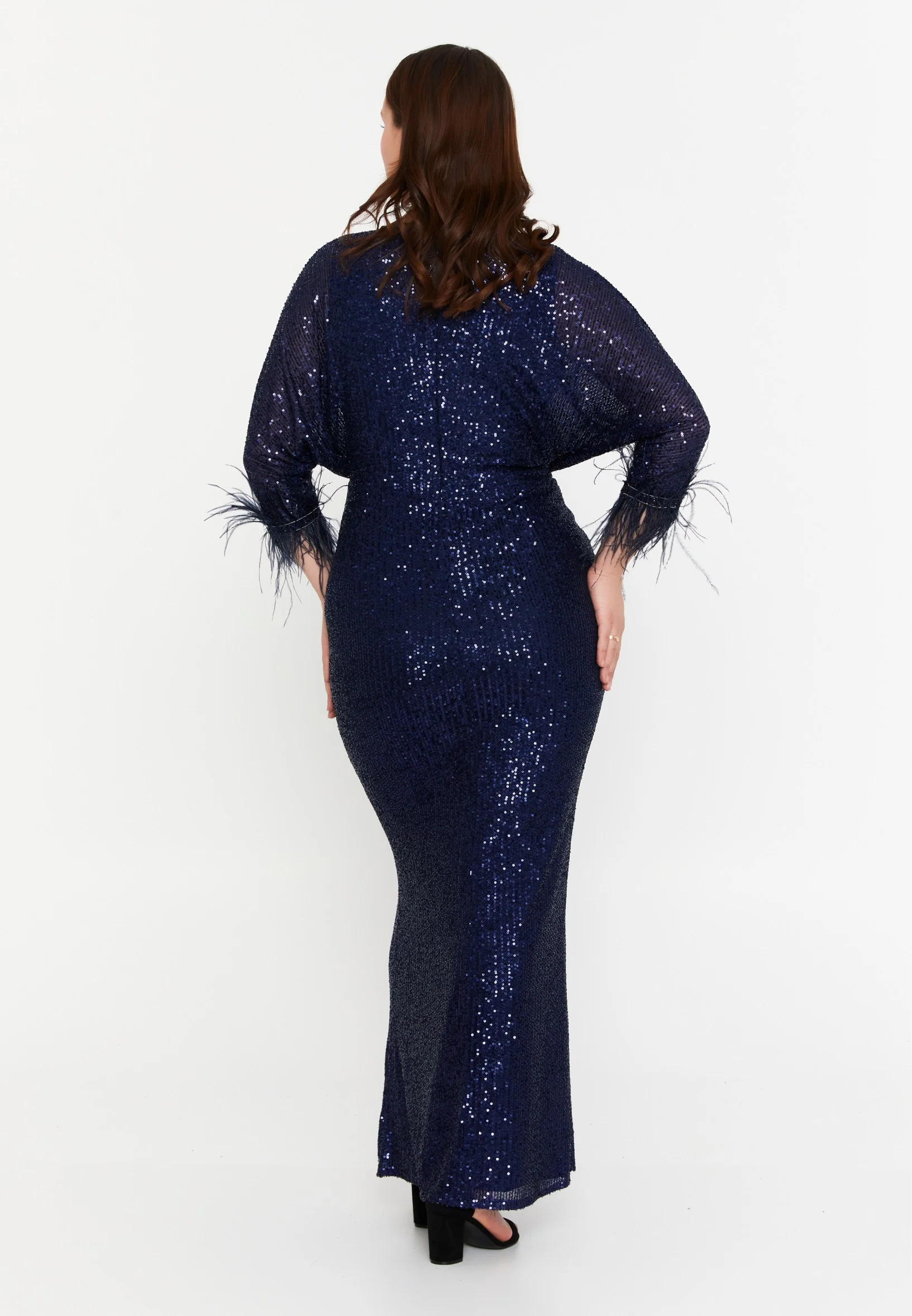 Long Sleeve Maxi Sequin Mermaid Plus Size Wedding Guest Dress msp77324 - Image 13