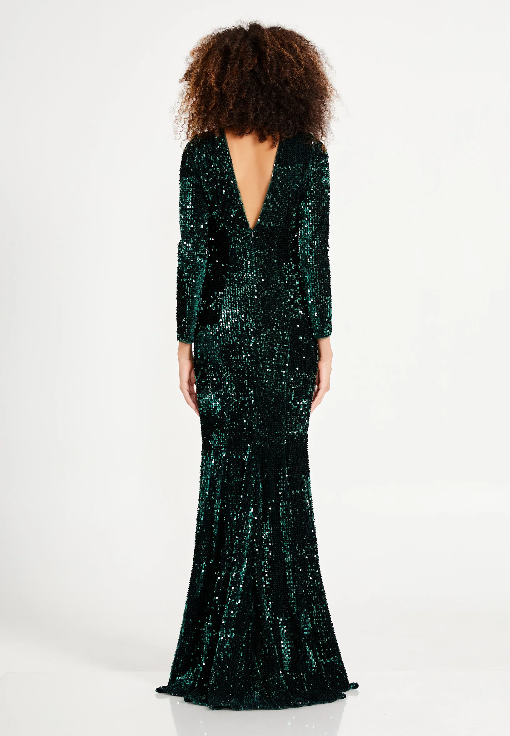 Long Sleeve Maxi Sequin Mermaid Regular Prom Dress oli7626 - Image 10