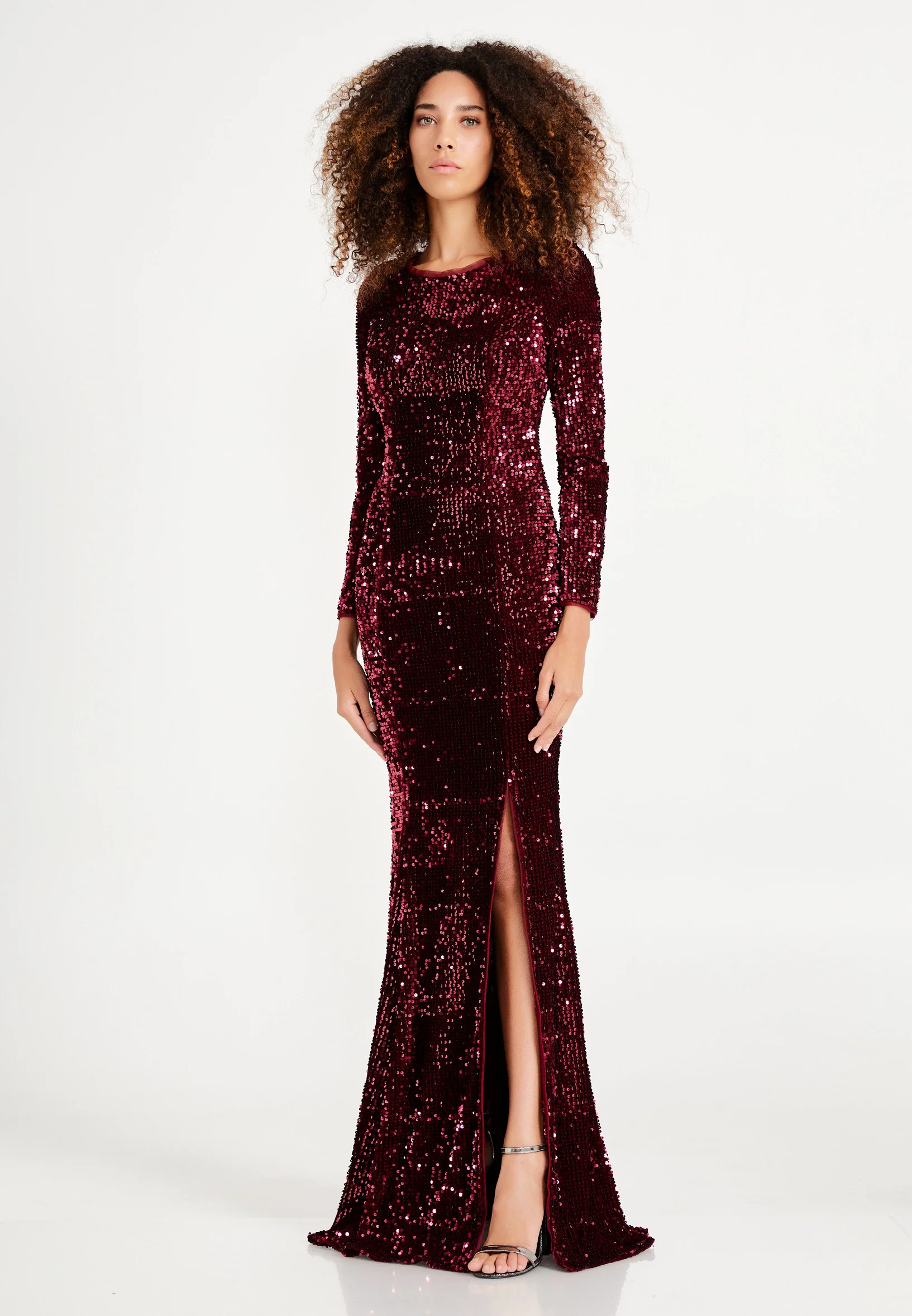 Long Sleeve Maxi Sequin Mermaid Regular Prom Dress oli7626 - Image 7