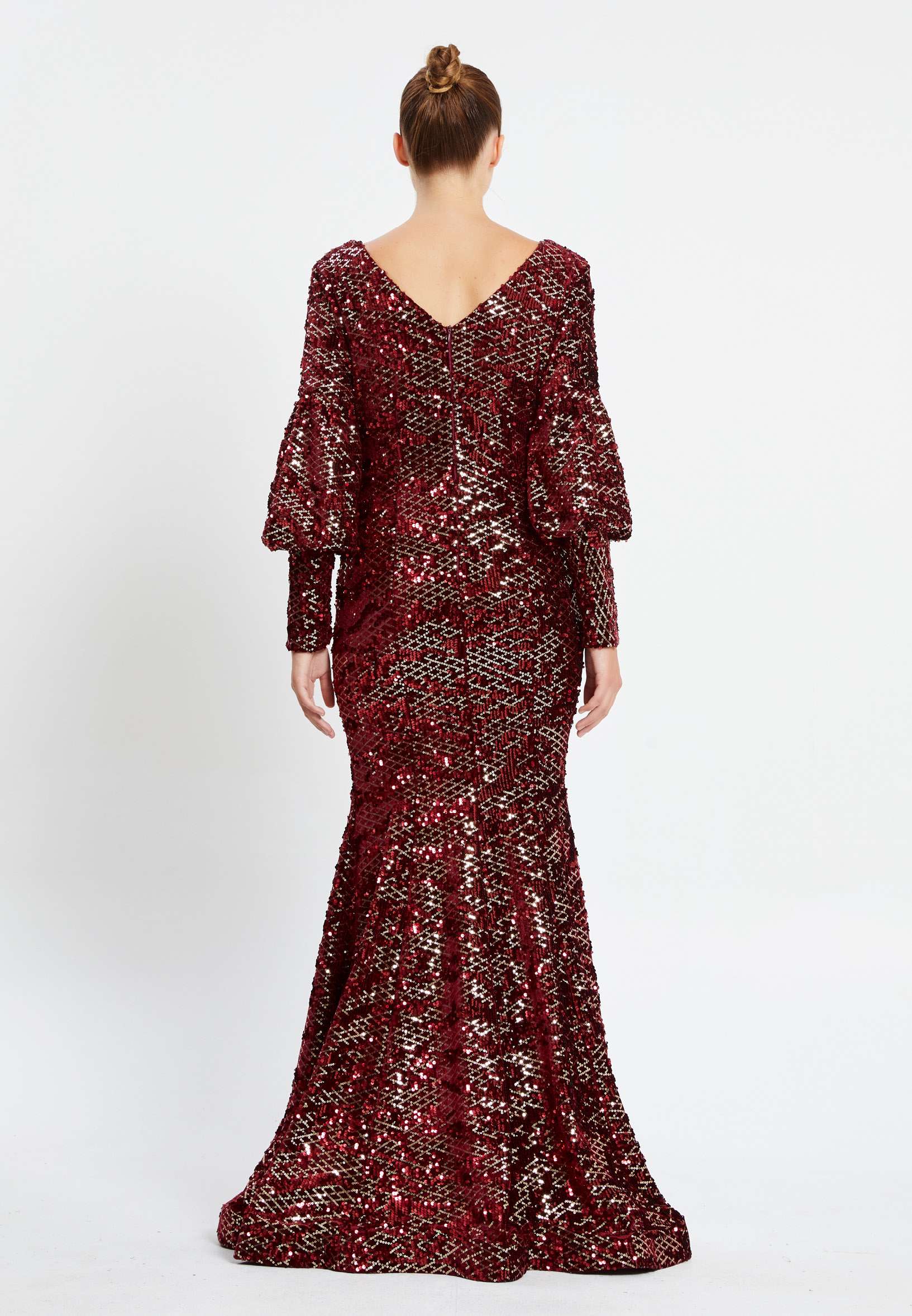 Long Sleeve Maxi Sequin Mermaid Regular Prom Dress pnl6926 - Image 10