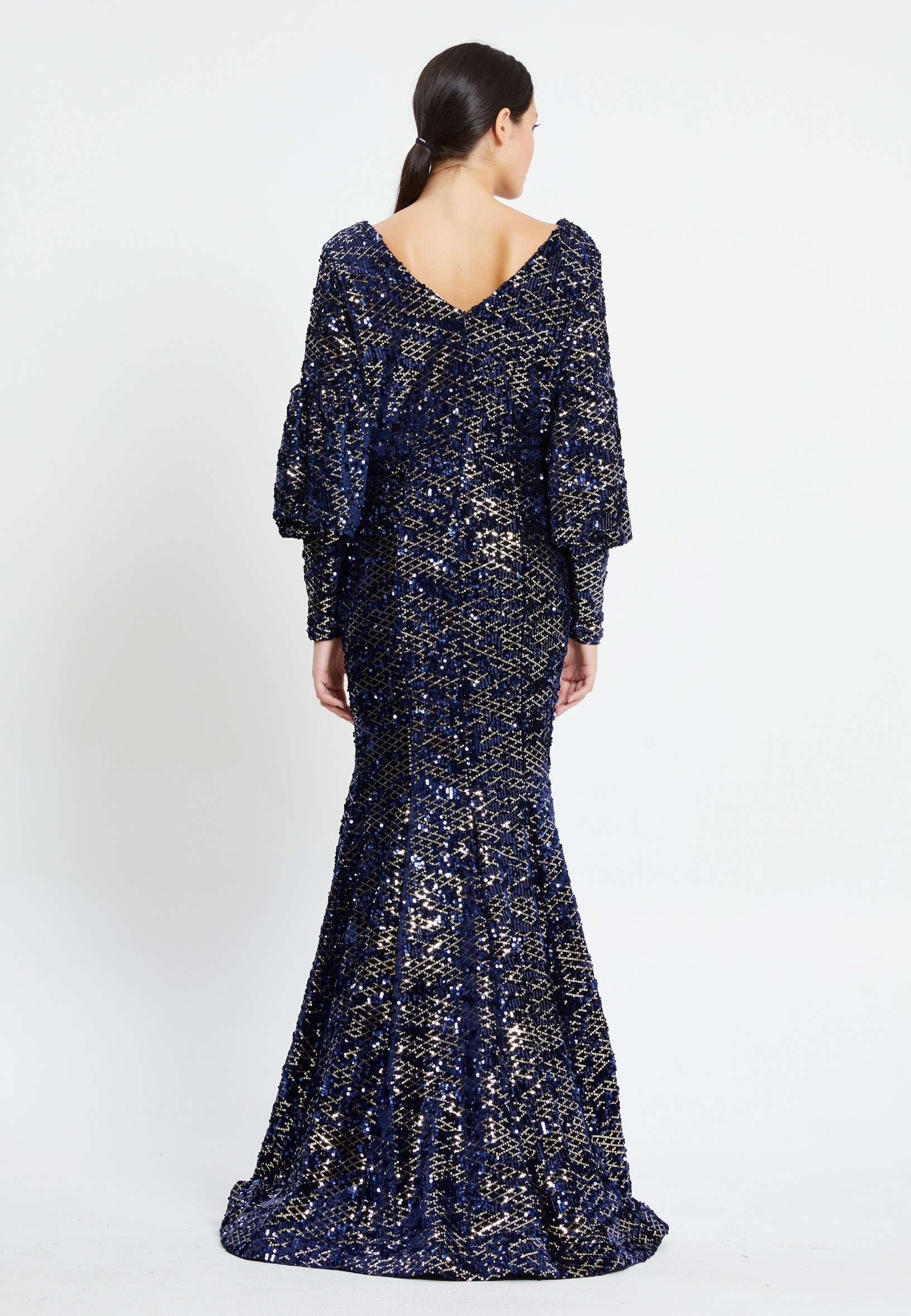 Long Sleeve Maxi Sequin Mermaid Regular Prom Dress pnl6926 - Image 18