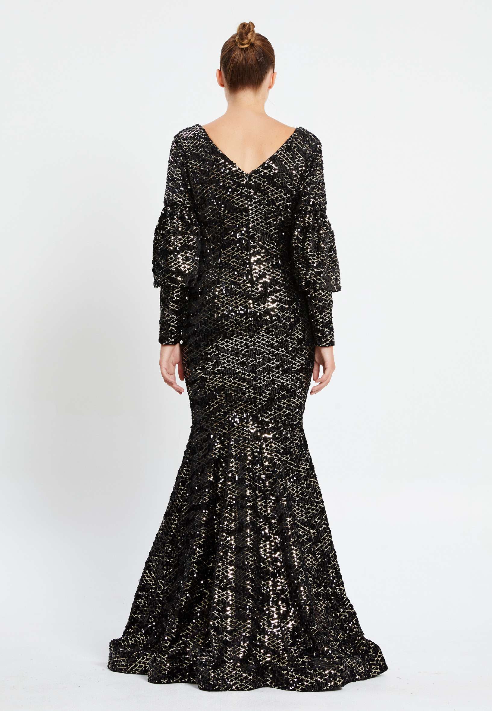 Long Sleeve Maxi Sequin Mermaid Regular Prom Dress pnl6926 - Image 2