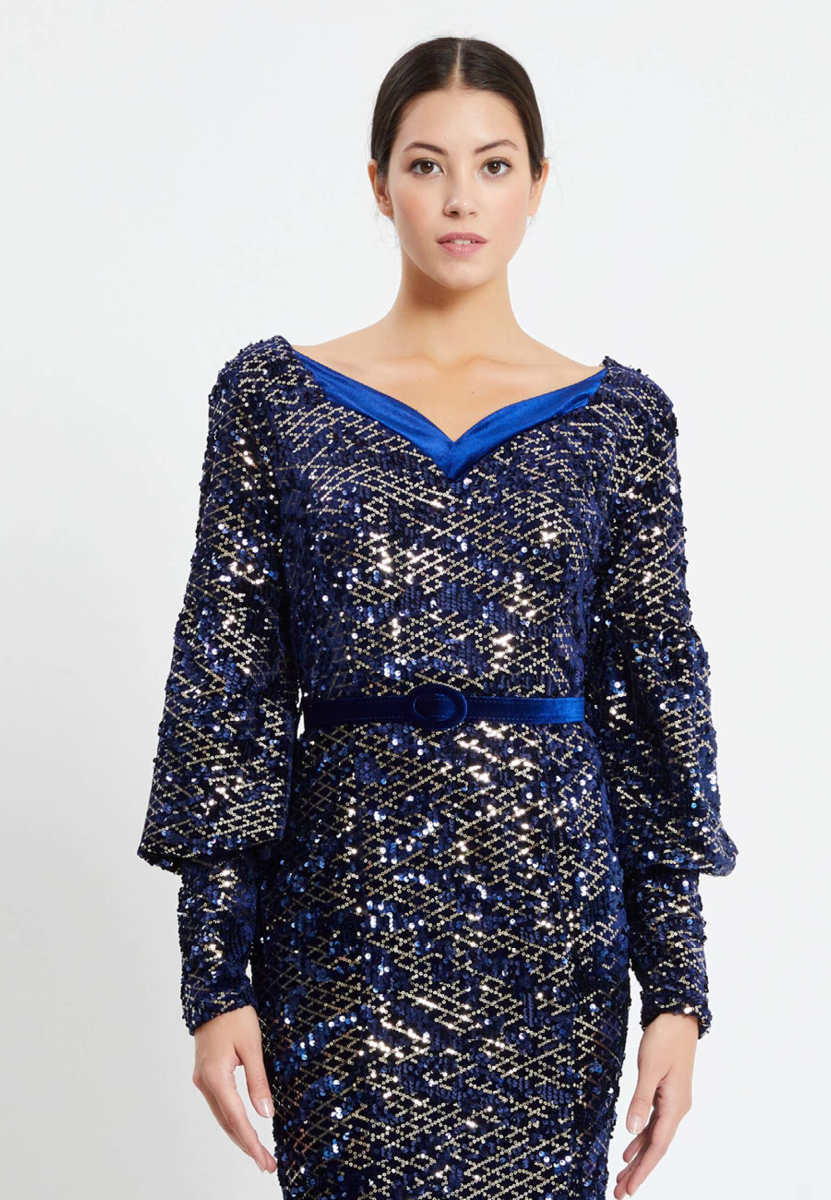 Long Sleeve Maxi Sequin Mermaid Regular Prom Dress pnl6926 - Image 20