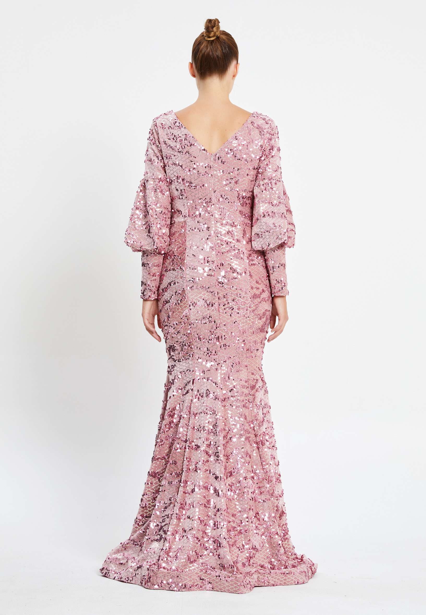 Long Sleeve Maxi Sequin Mermaid Regular Prom Dress pnl6926 - Image 22