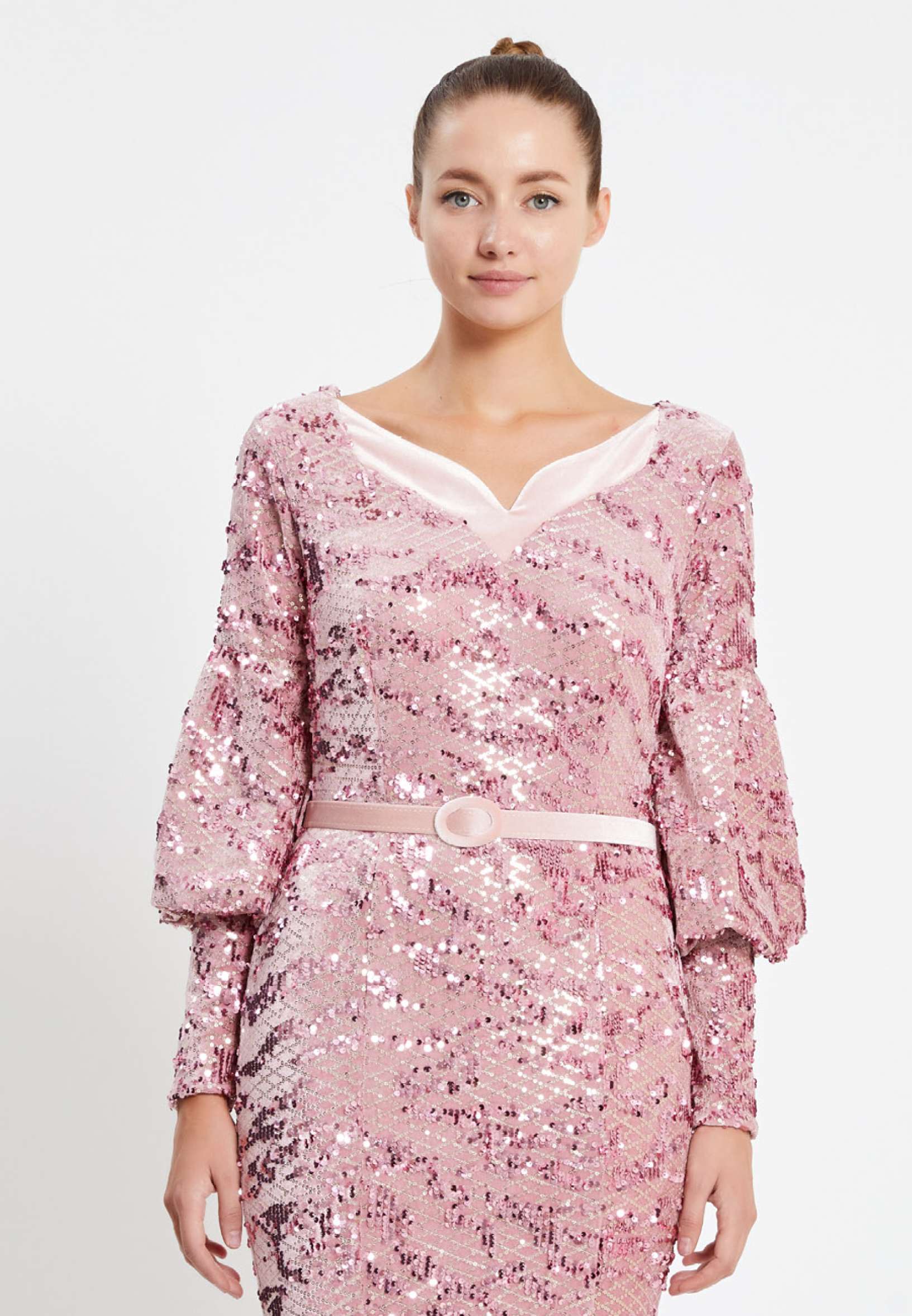 Long Sleeve Maxi Sequin Mermaid Regular Prom Dress pnl6926 - Image 24