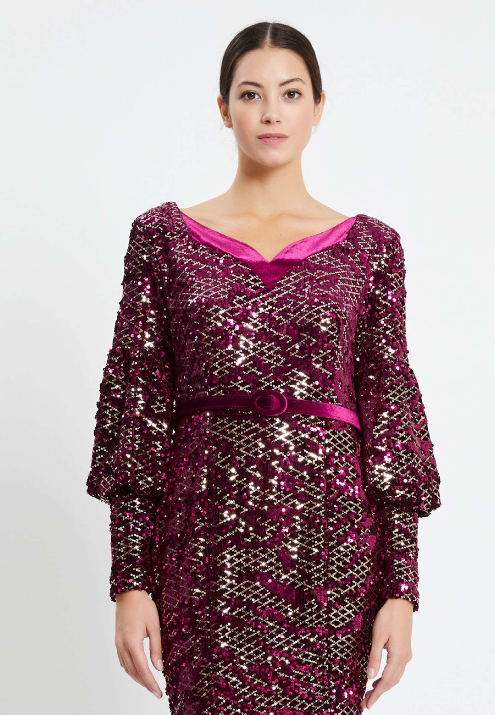 Long Sleeve Maxi Sequin Mermaid Regular Prom Dress pnl6926 - Image 28