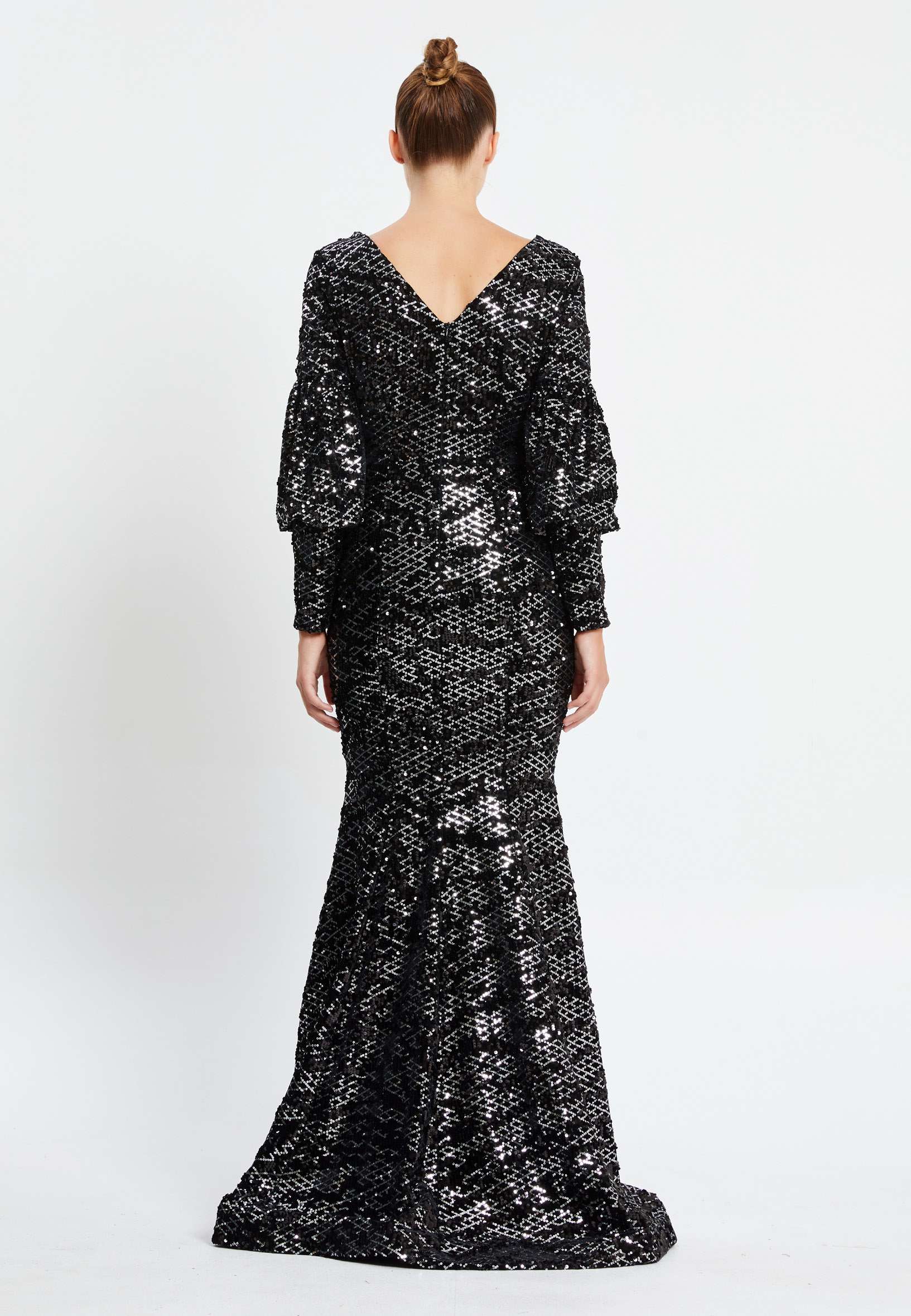 Long Sleeve Maxi Sequin Mermaid Regular Prom Dress pnl6926 - Image 6