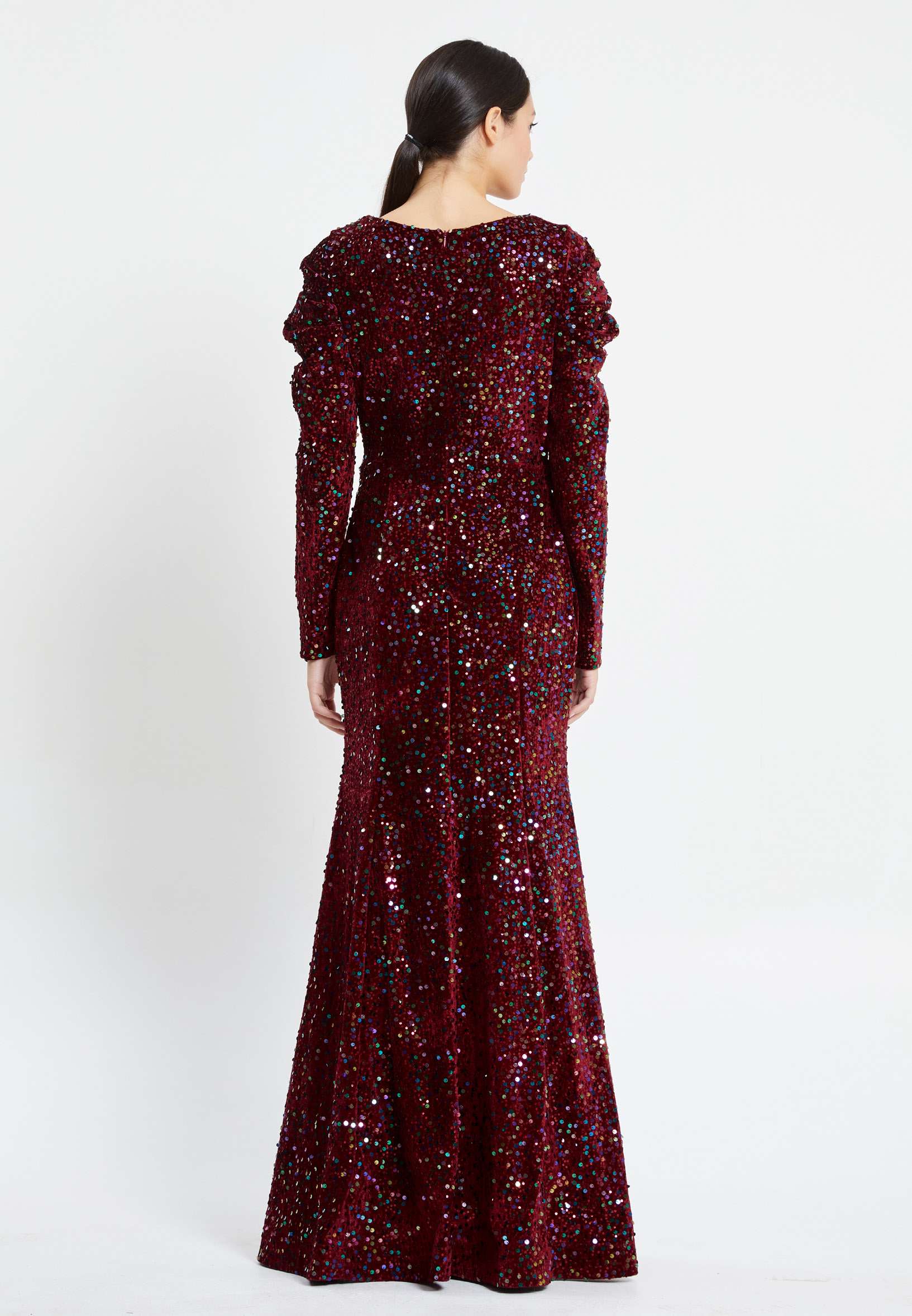 Long Sleeve Maxi Sequin Mermaid Regular Prom Dress pnl6949 - Image 10