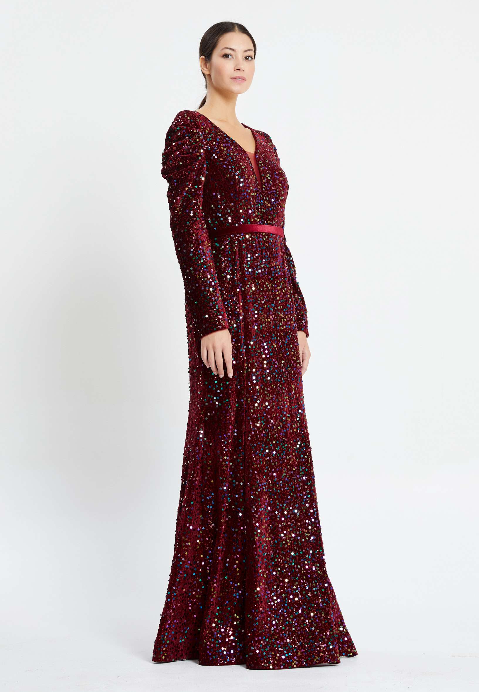 Long Sleeve Maxi Sequin Mermaid Regular Prom Dress pnl6949 - Image 11