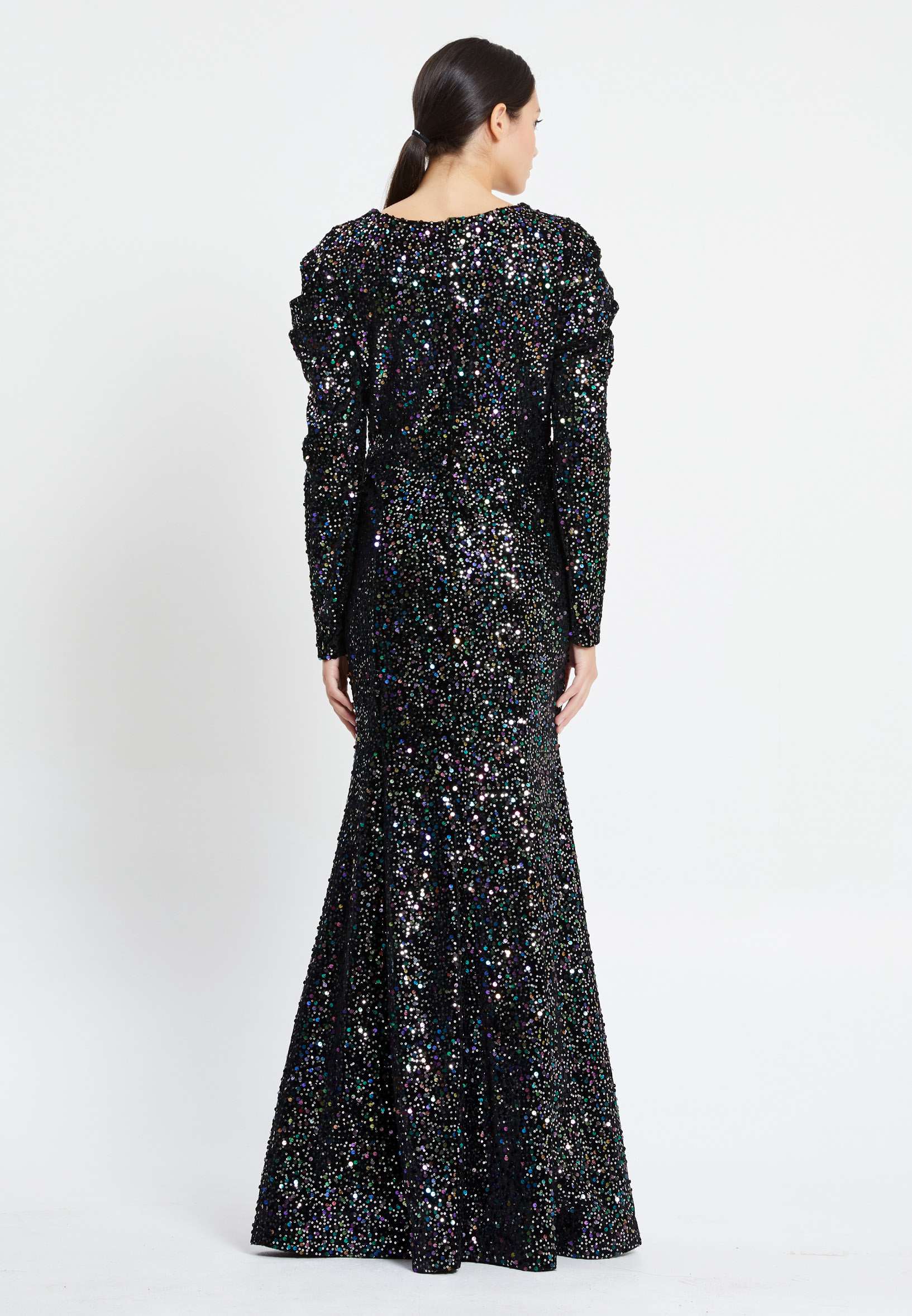 Long Sleeve Maxi Sequin Mermaid Regular Prom Dress pnl6949 - Image 2