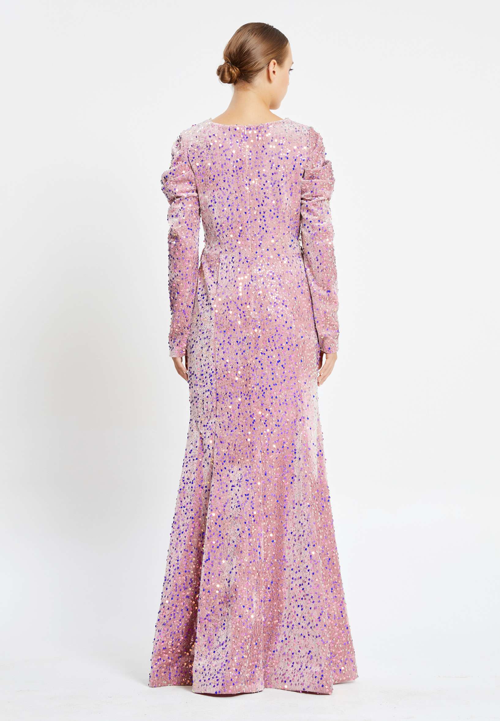 Long Sleeve Maxi Sequin Mermaid Regular Prom Dress pnl6949 - Image 22