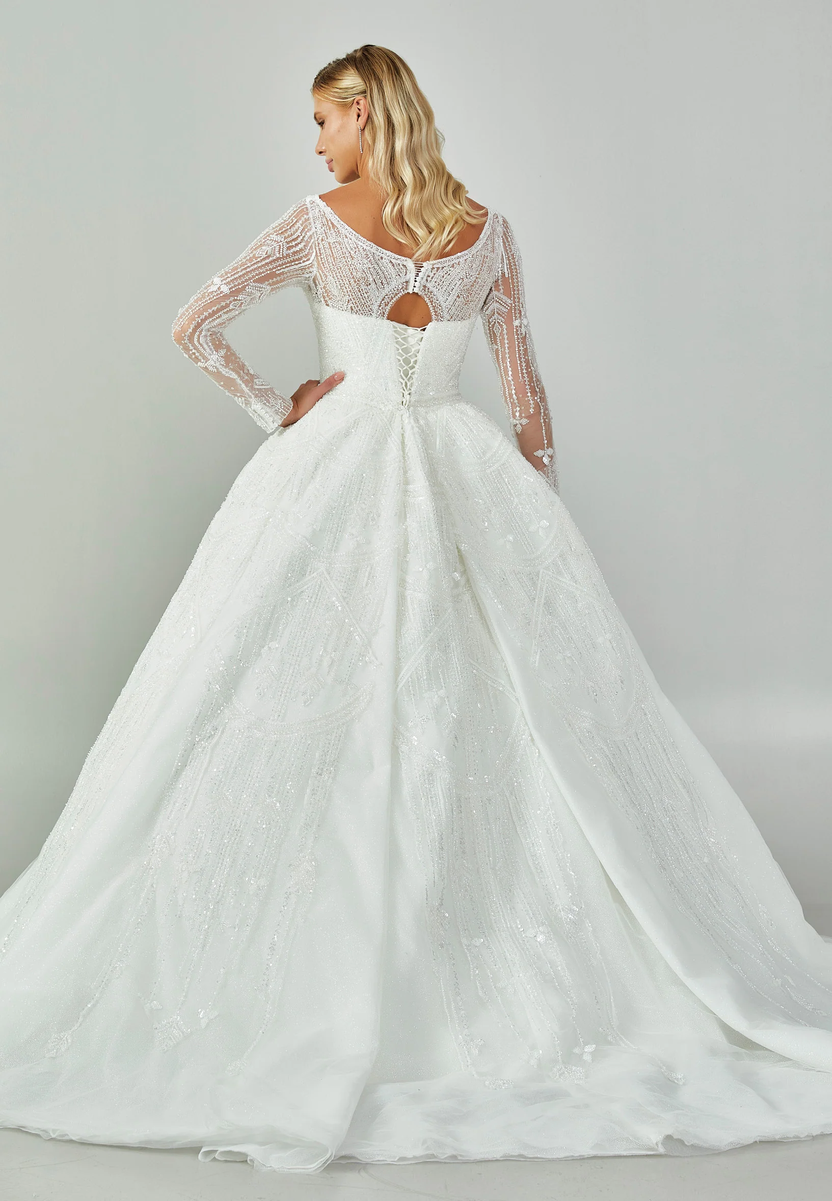 Long Sleeve Maxi Sequin Regular Wedding Dress abb2301246 - Image 5