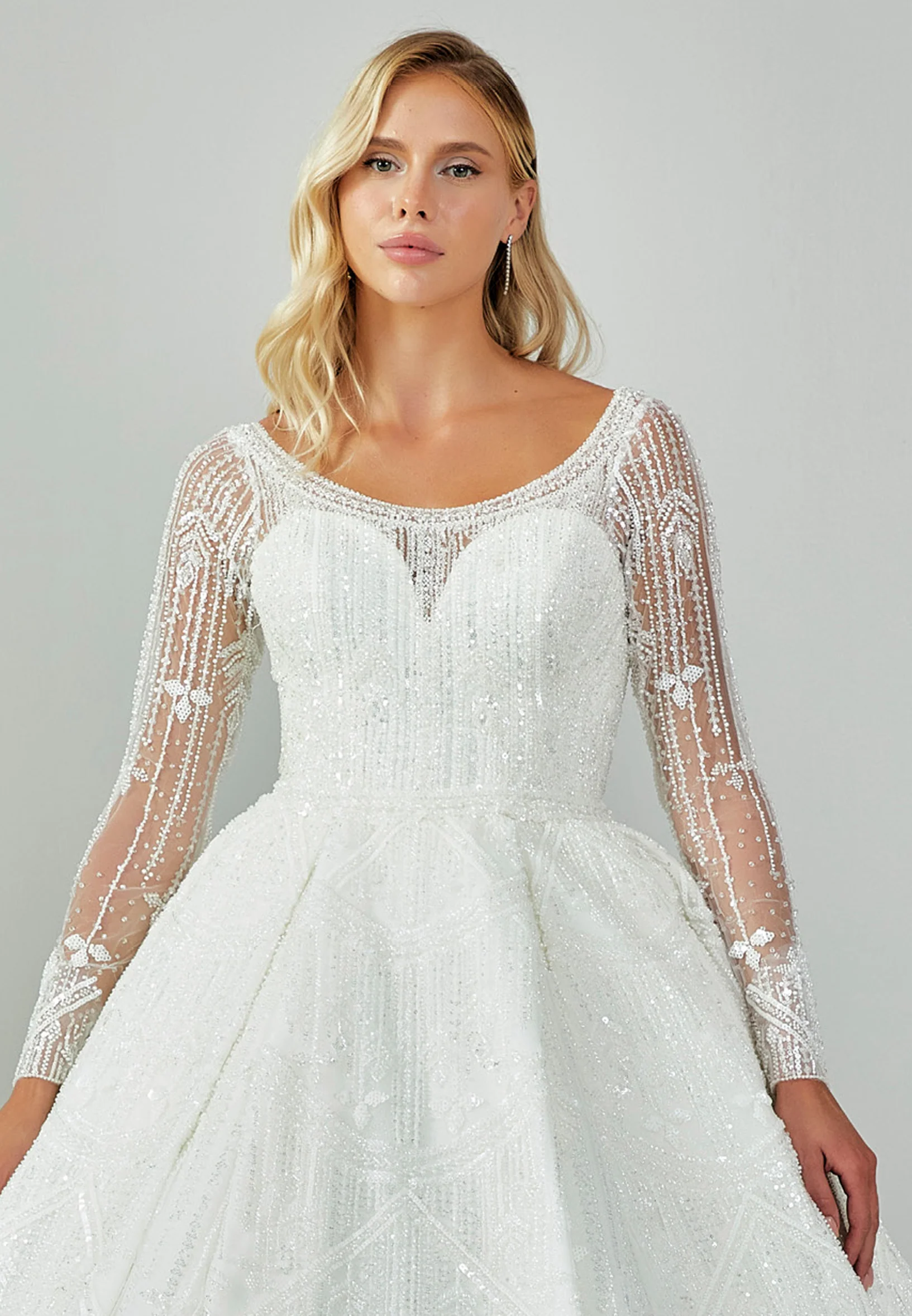 Long Sleeve Maxi Sequin Regular Wedding Dress abb2301246 - Image 7