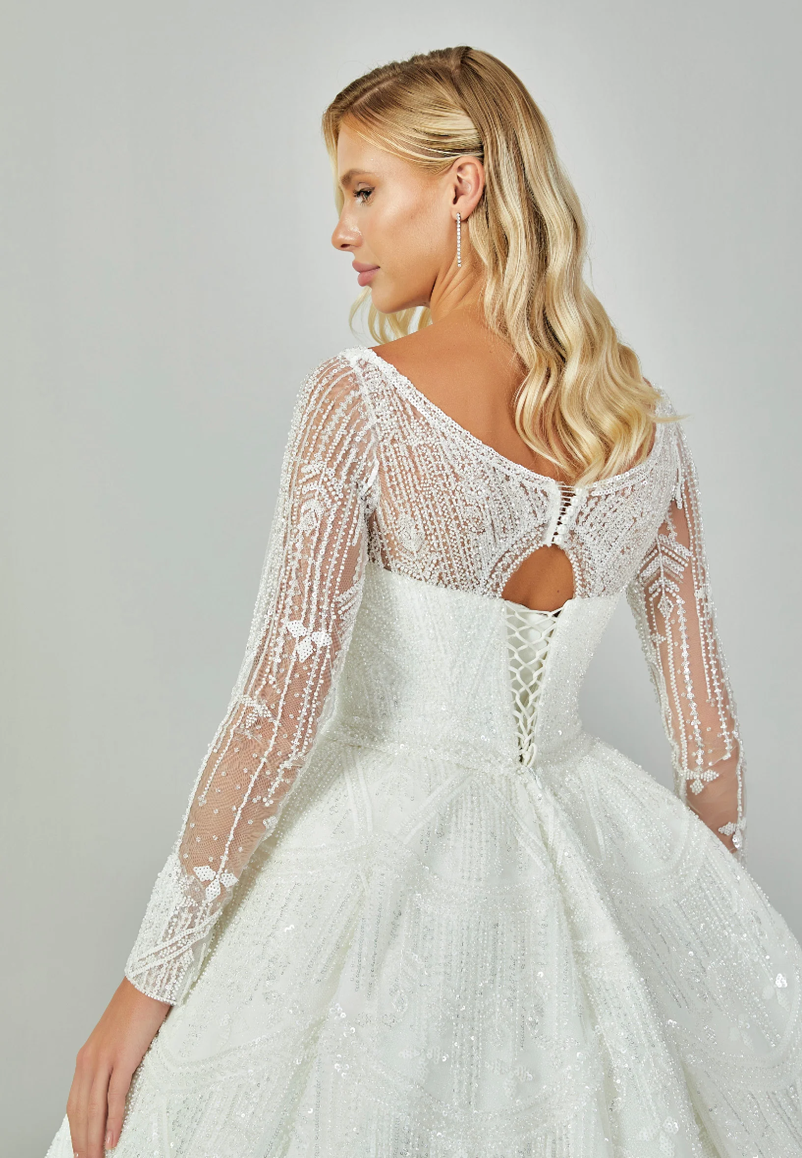 Long Sleeve Maxi Sequin Regular Wedding Dress abb2301246 - Image 8
