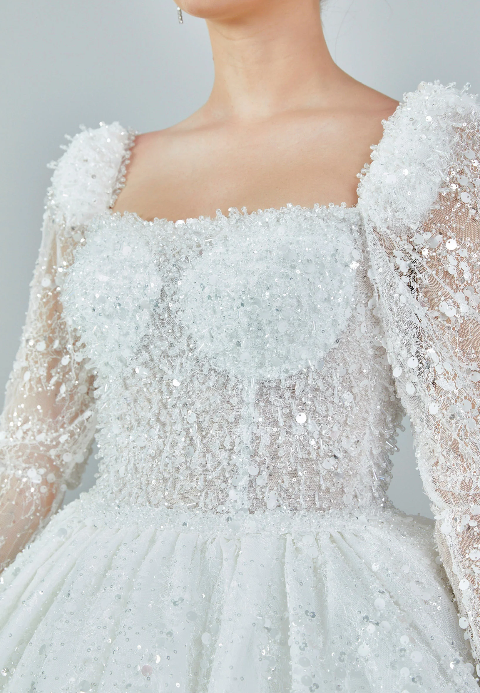 Long Sleeve Maxi Sequin Regular Wedding Dress abb23035 - Image 4