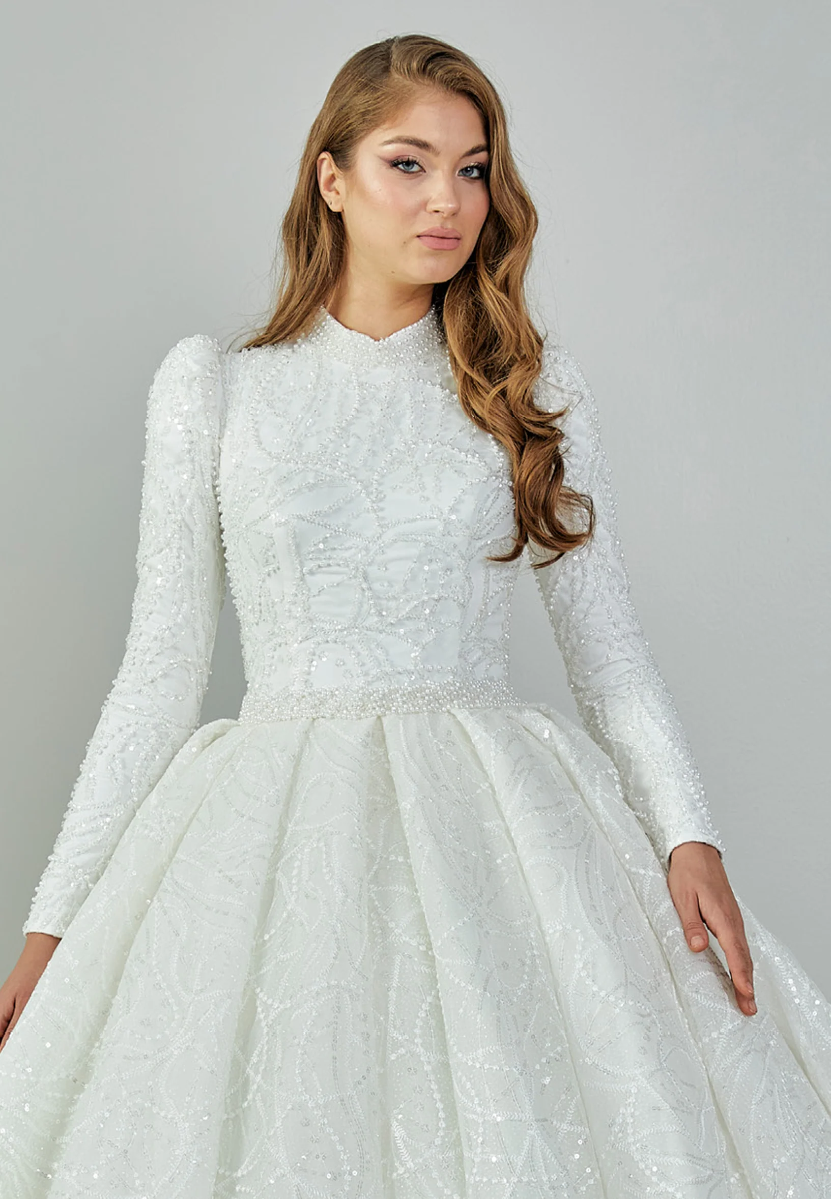 Long Sleeve Maxi Sequin Regular Wedding Dress abb23039 - Image 7