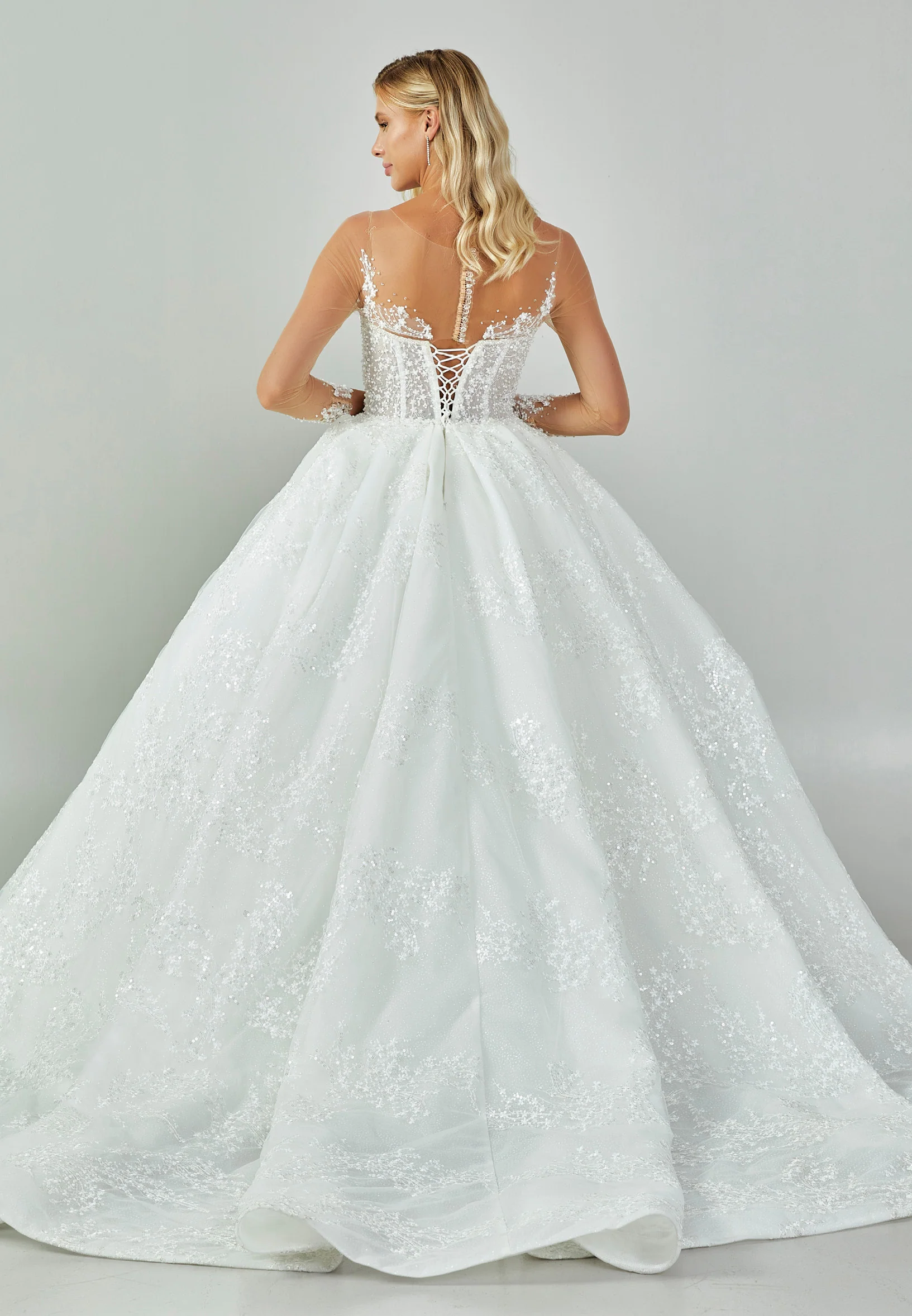 Long Sleeve Maxi Sequin Regular Wedding Dress abb23045 - Image 5