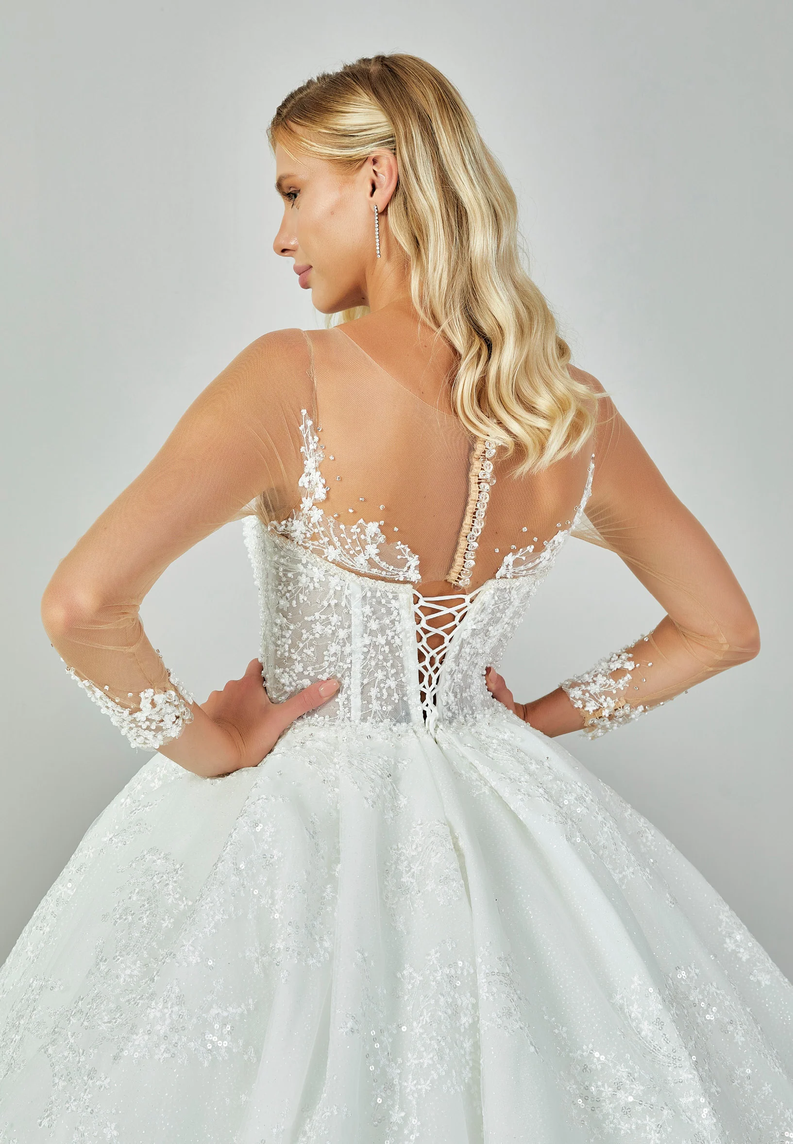 Long Sleeve Maxi Sequin Regular Wedding Dress abb23045 - Image 8