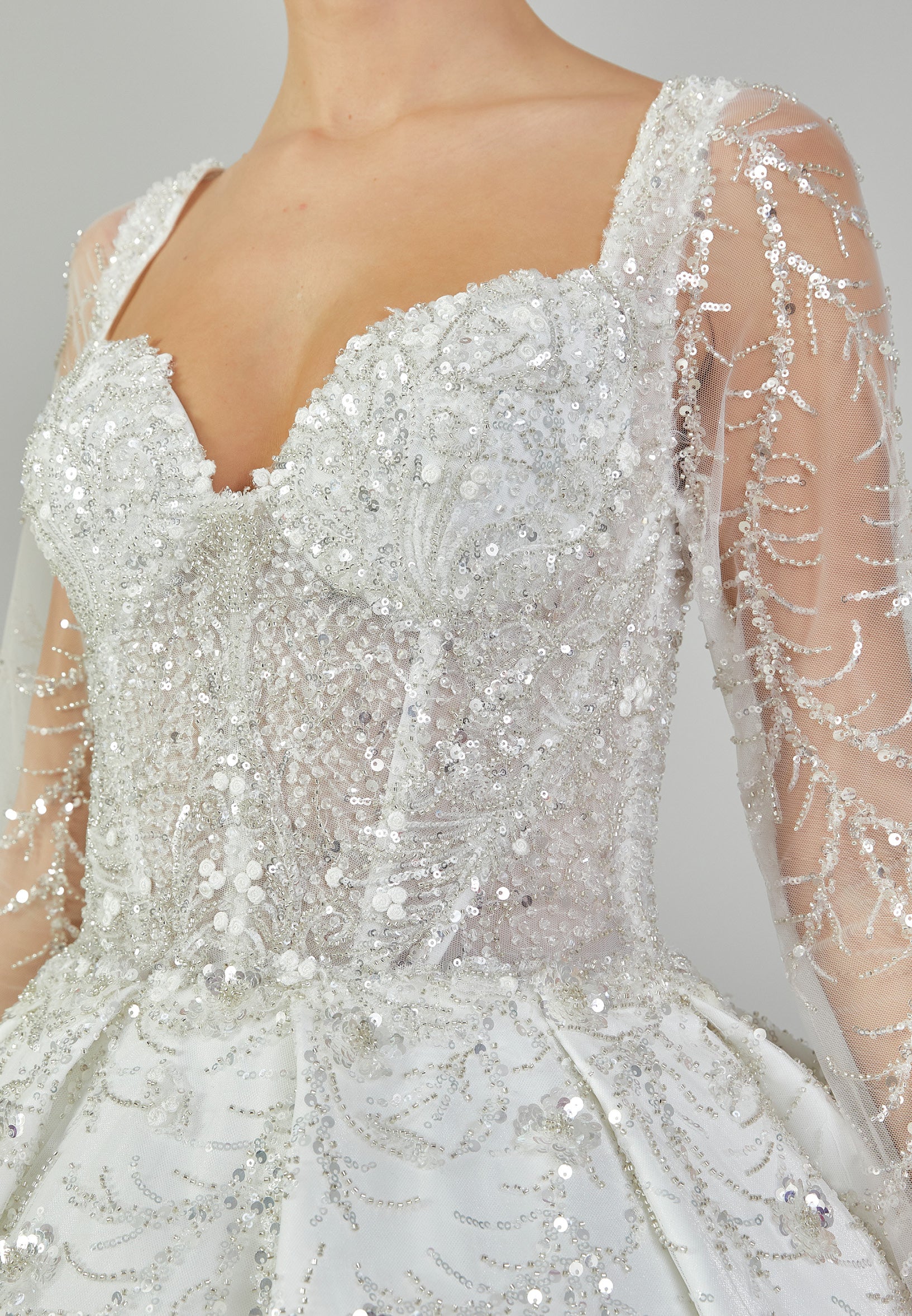 Long Sleeve Maxi Sequin Regular Wedding Dress abb23068 - Image 4