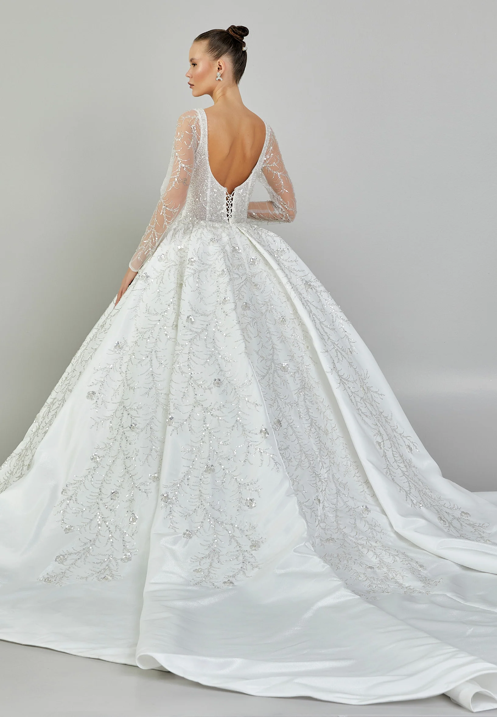 Long Sleeve Maxi Sequin Regular Wedding Dress abb23068 - Image 5