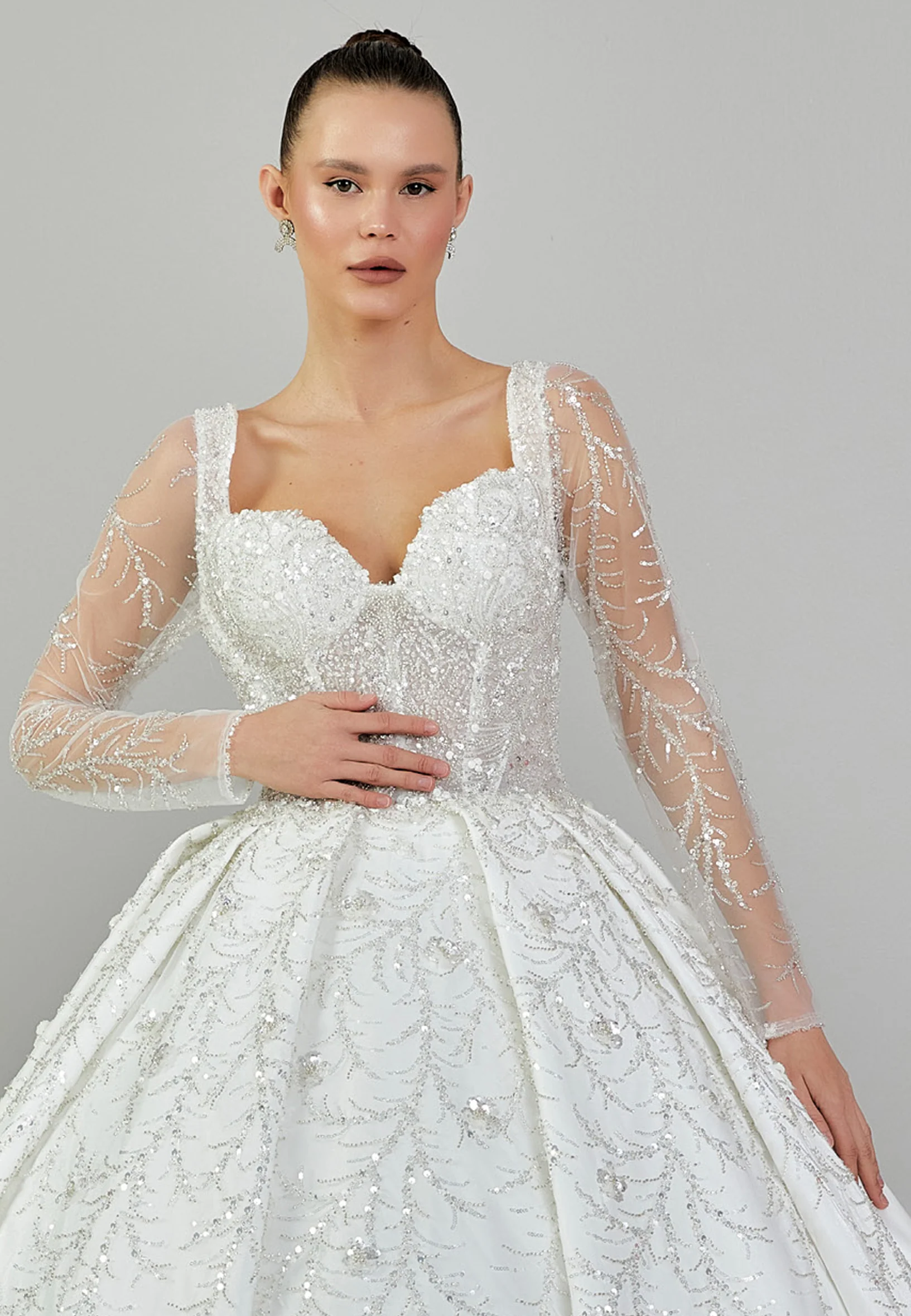 Long Sleeve Maxi Sequin Regular Wedding Dress abb23068 - Image 7