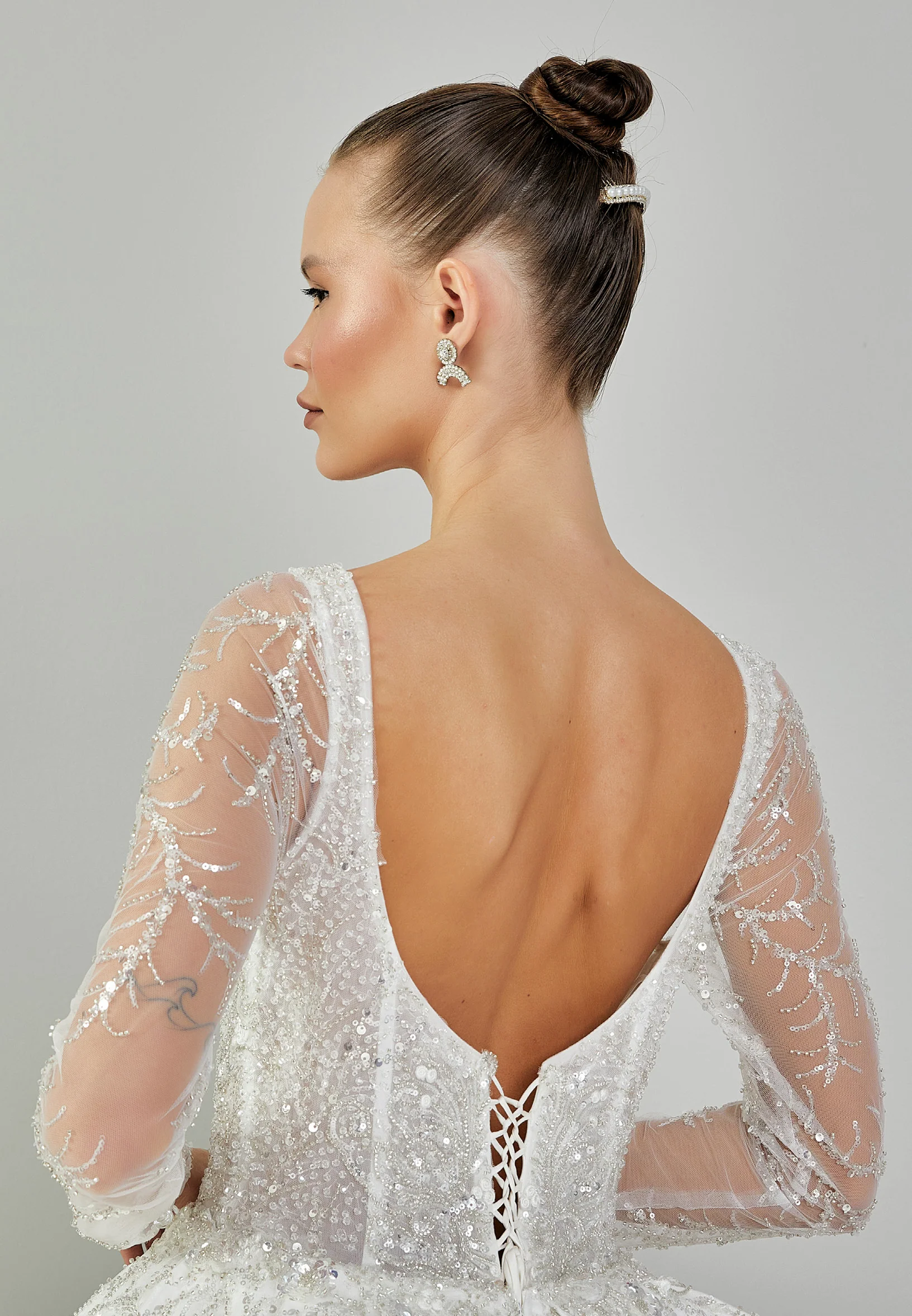 Long Sleeve Maxi Sequin Regular Wedding Dress abb23068 - Image 8