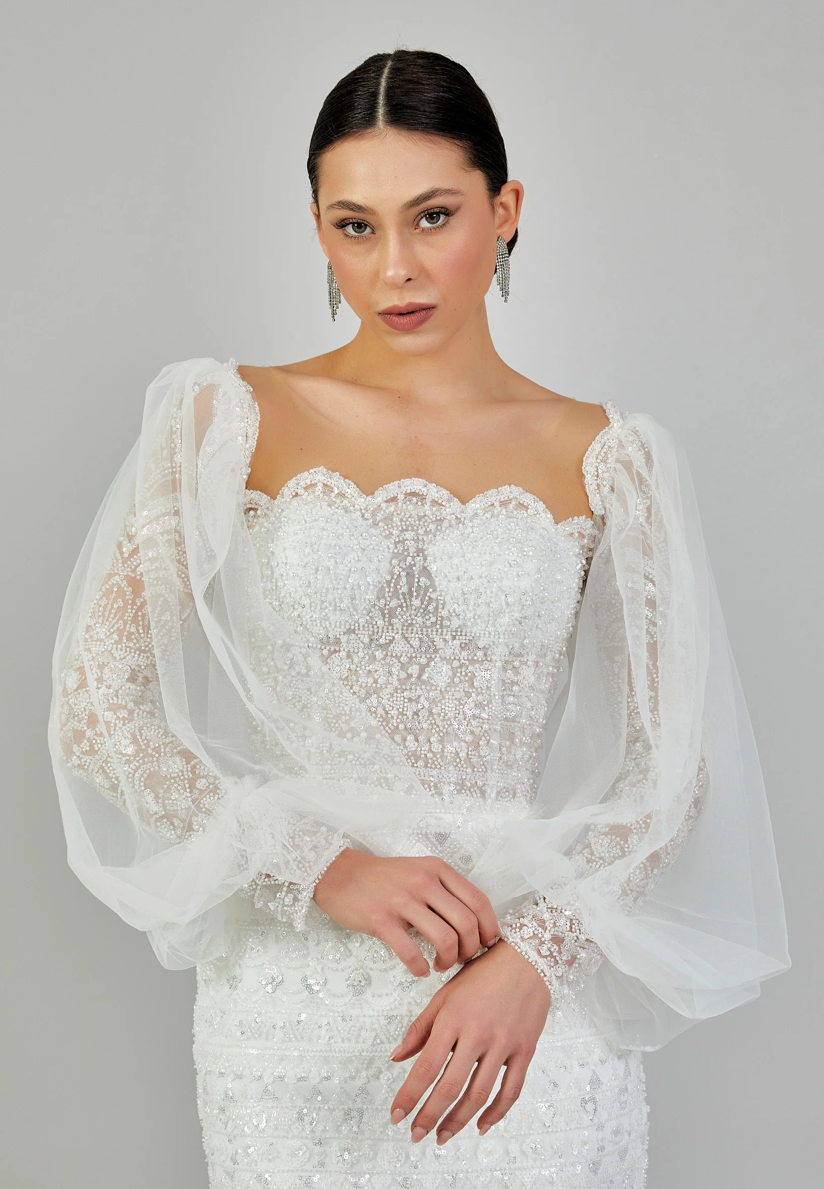 Long Sleeve Maxi Sequin Regular Wedding Dress abb23075 - Image 3