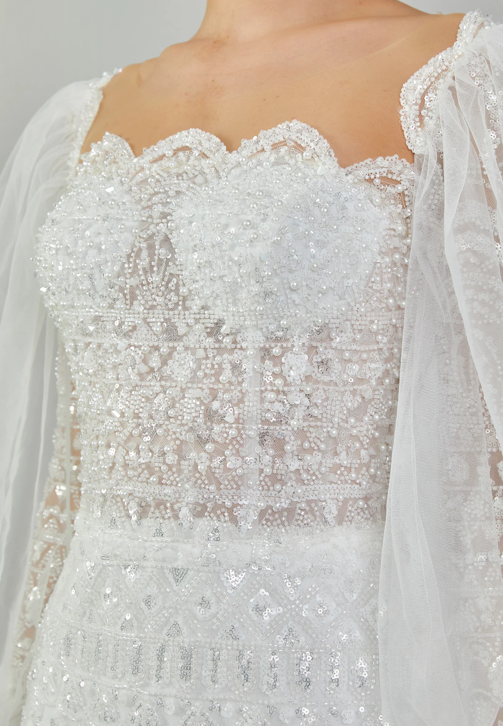 Long Sleeve Maxi Sequin Regular Wedding Dress abb23075 - Image 4