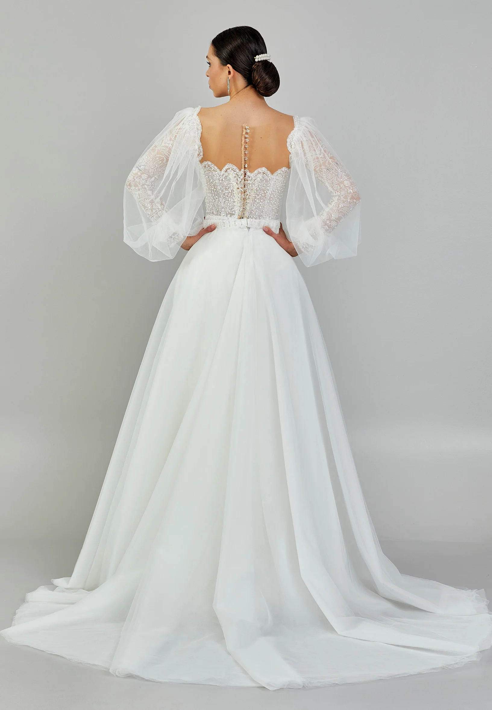 Long Sleeve Maxi Sequin Regular Wedding Dress abb23075 - Image 5