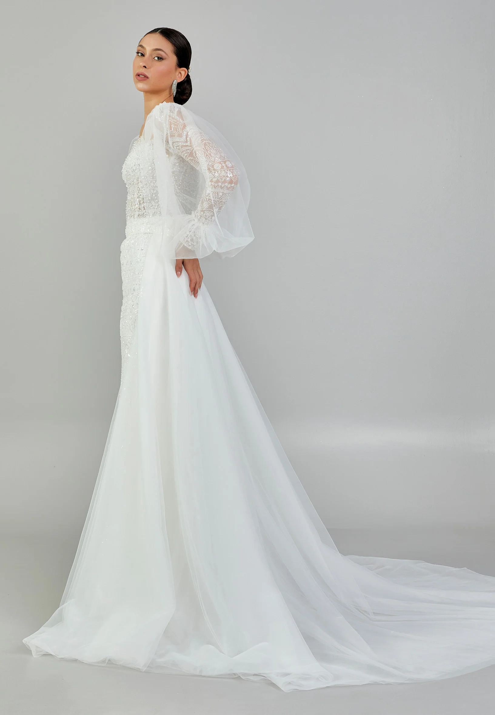 Long Sleeve Maxi Sequin Regular Wedding Dress abb23075 - Image 6