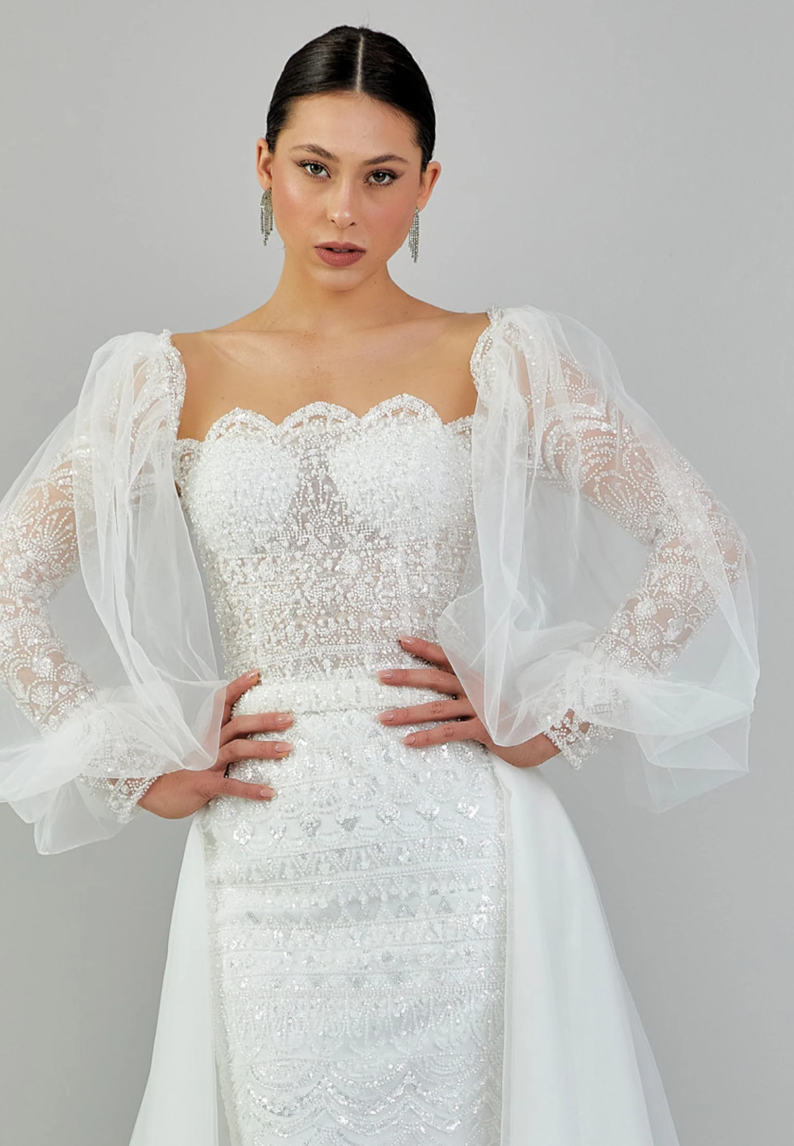 Long Sleeve Maxi Sequin Regular Wedding Dress abb23075 - Image 7