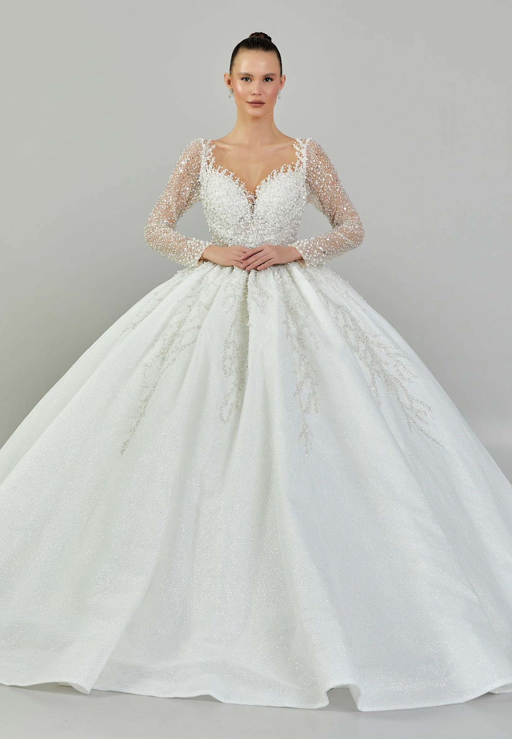 Long Sleeve Maxi Sequin Regular Wedding Dress abb23076
