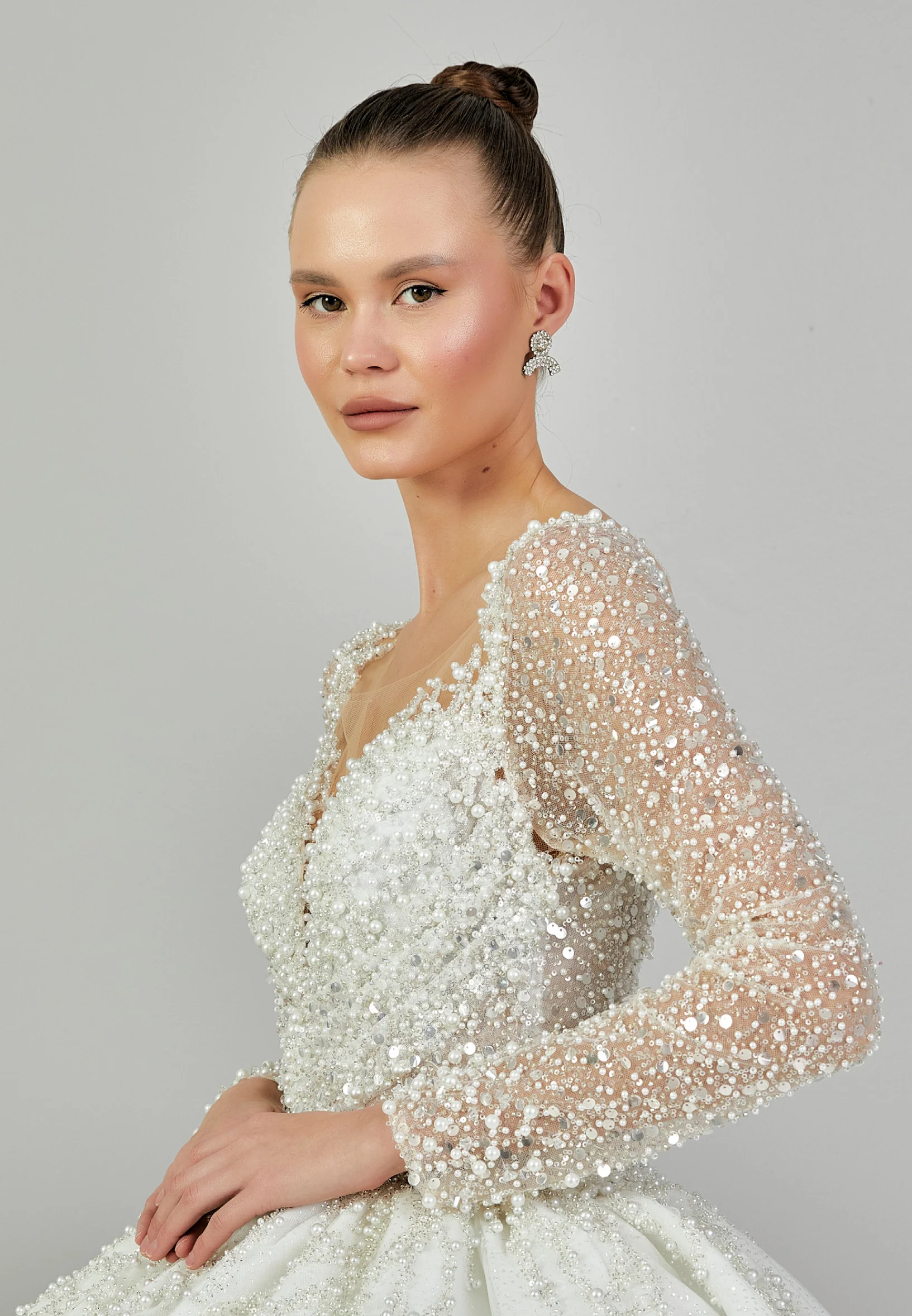 Long Sleeve Maxi Sequin Regular Wedding Dress abb23076 - Image 2
