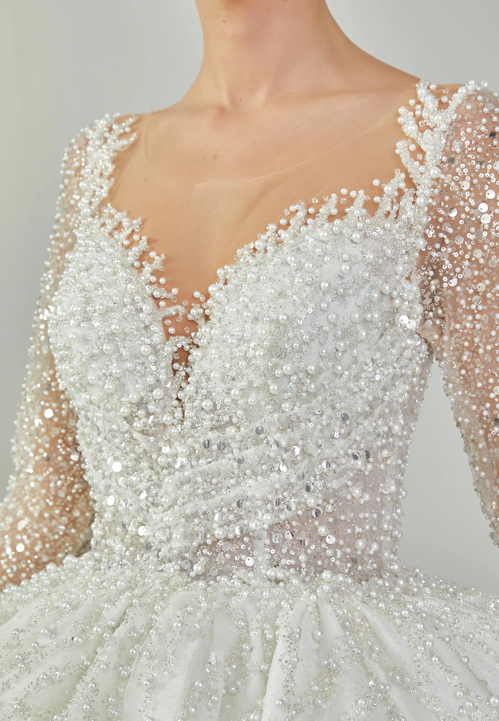 Long Sleeve Maxi Sequin Regular Wedding Dress abb23076 - Image 4