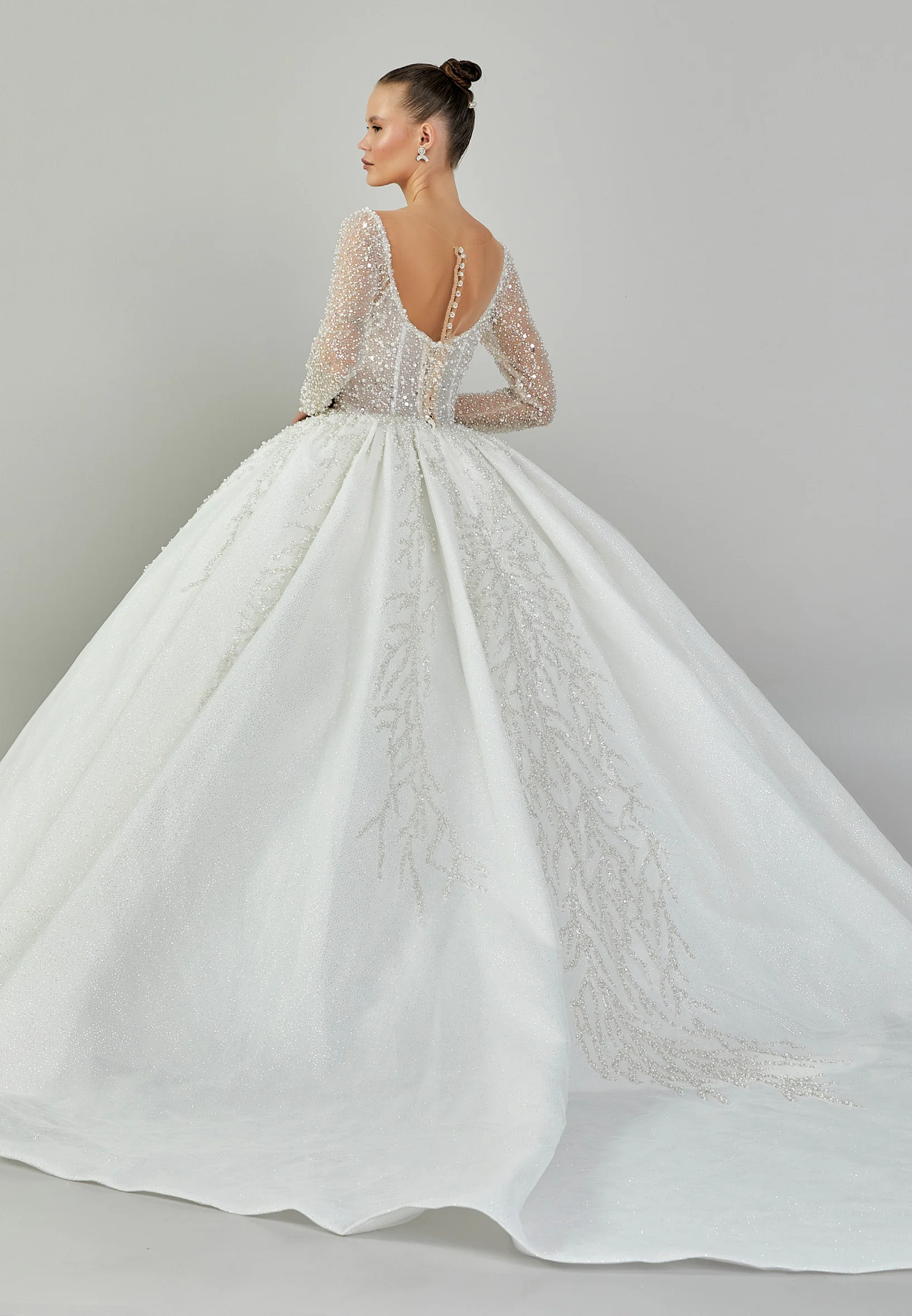 Long Sleeve Maxi Sequin Regular Wedding Dress abb23076 - Image 5