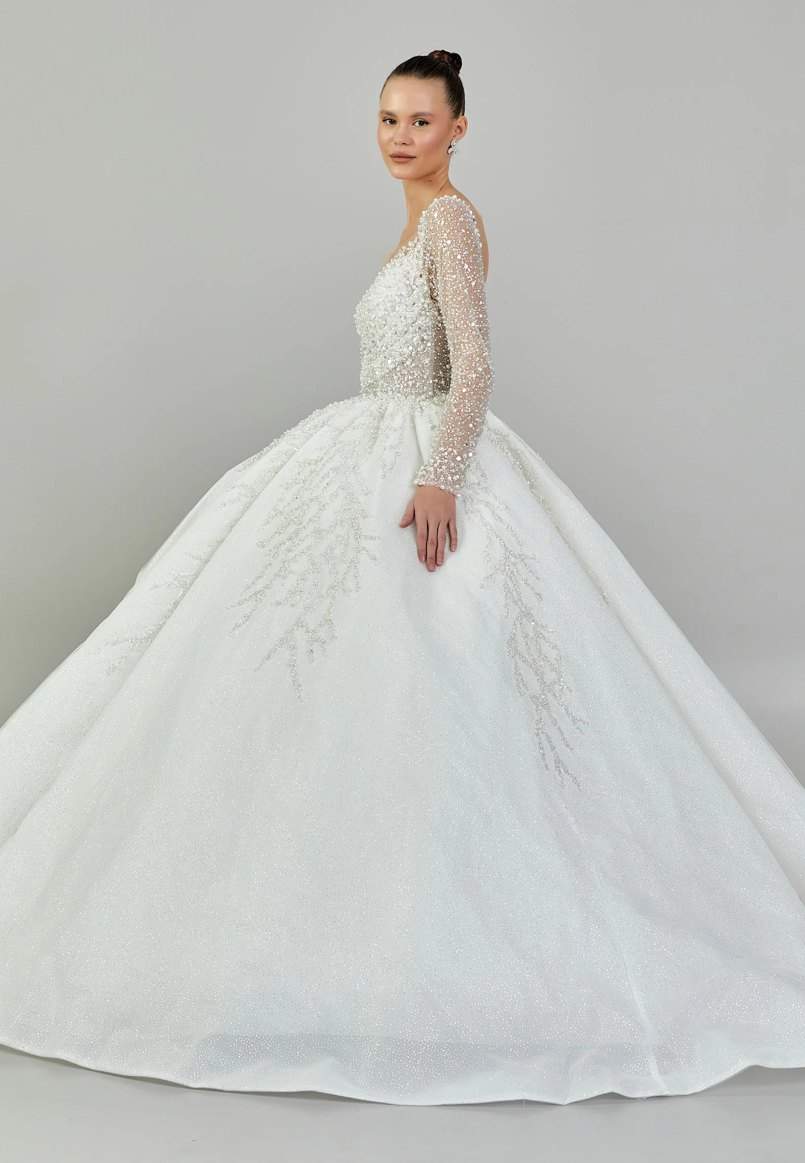 Long Sleeve Maxi Sequin Regular Wedding Dress abb23076 - Image 6