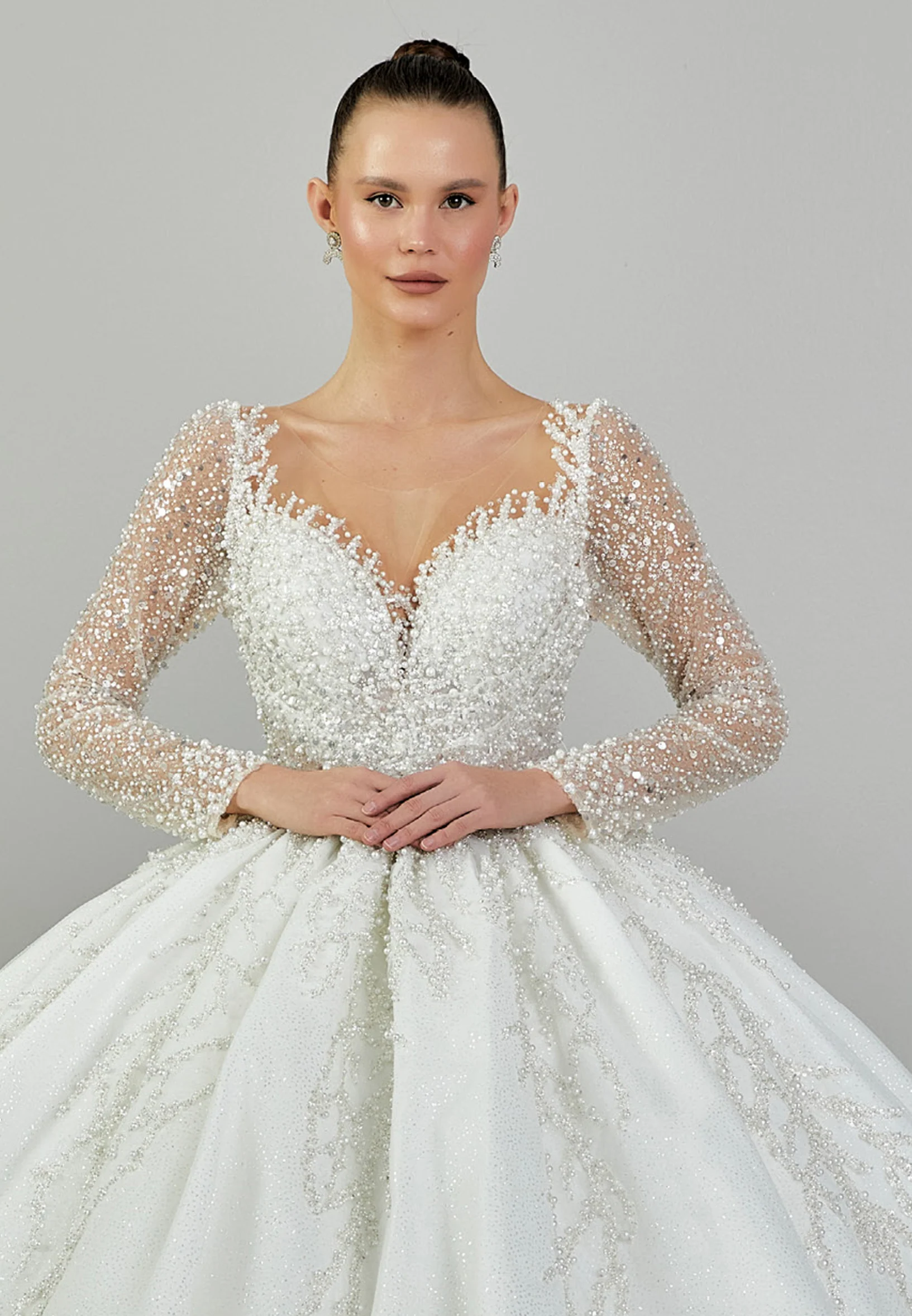 Long Sleeve Maxi Sequin Regular Wedding Dress abb23076 - Image 7