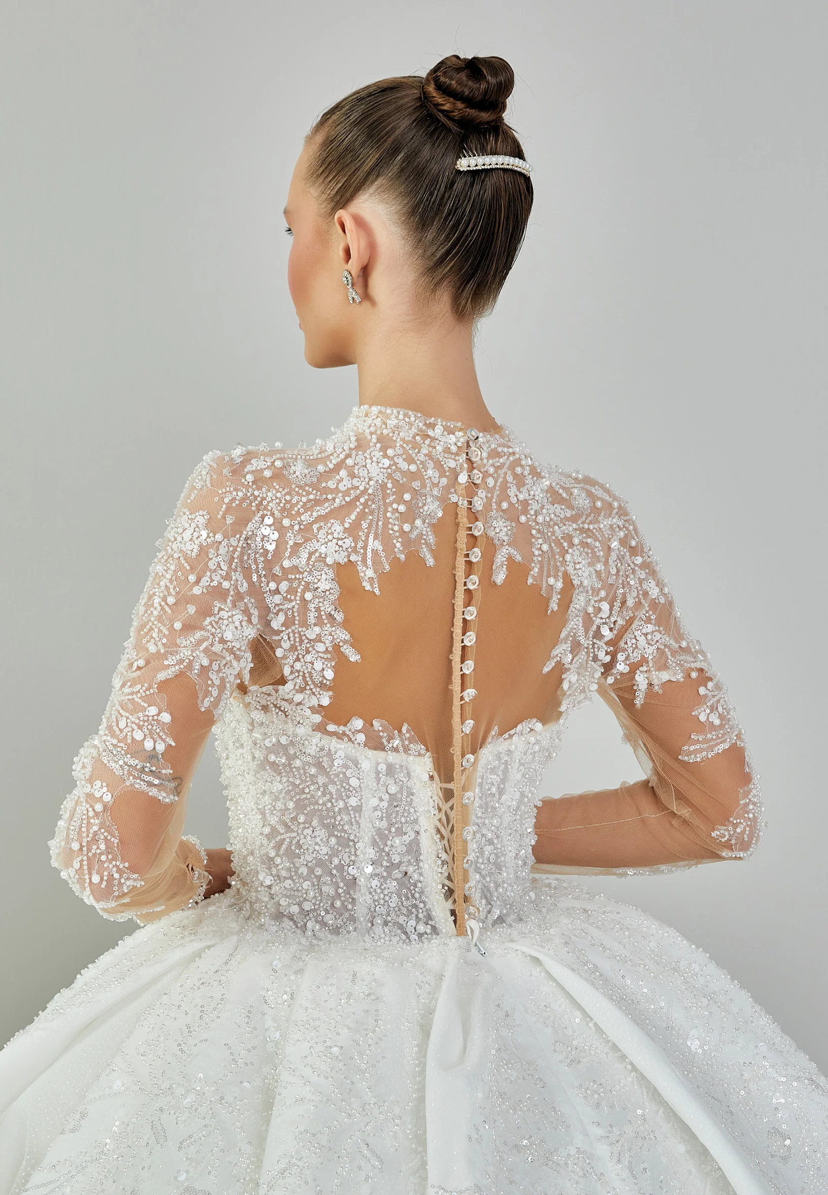 Long Sleeve Maxi Sequin Regular Wedding Dress abb24001 - Image 8