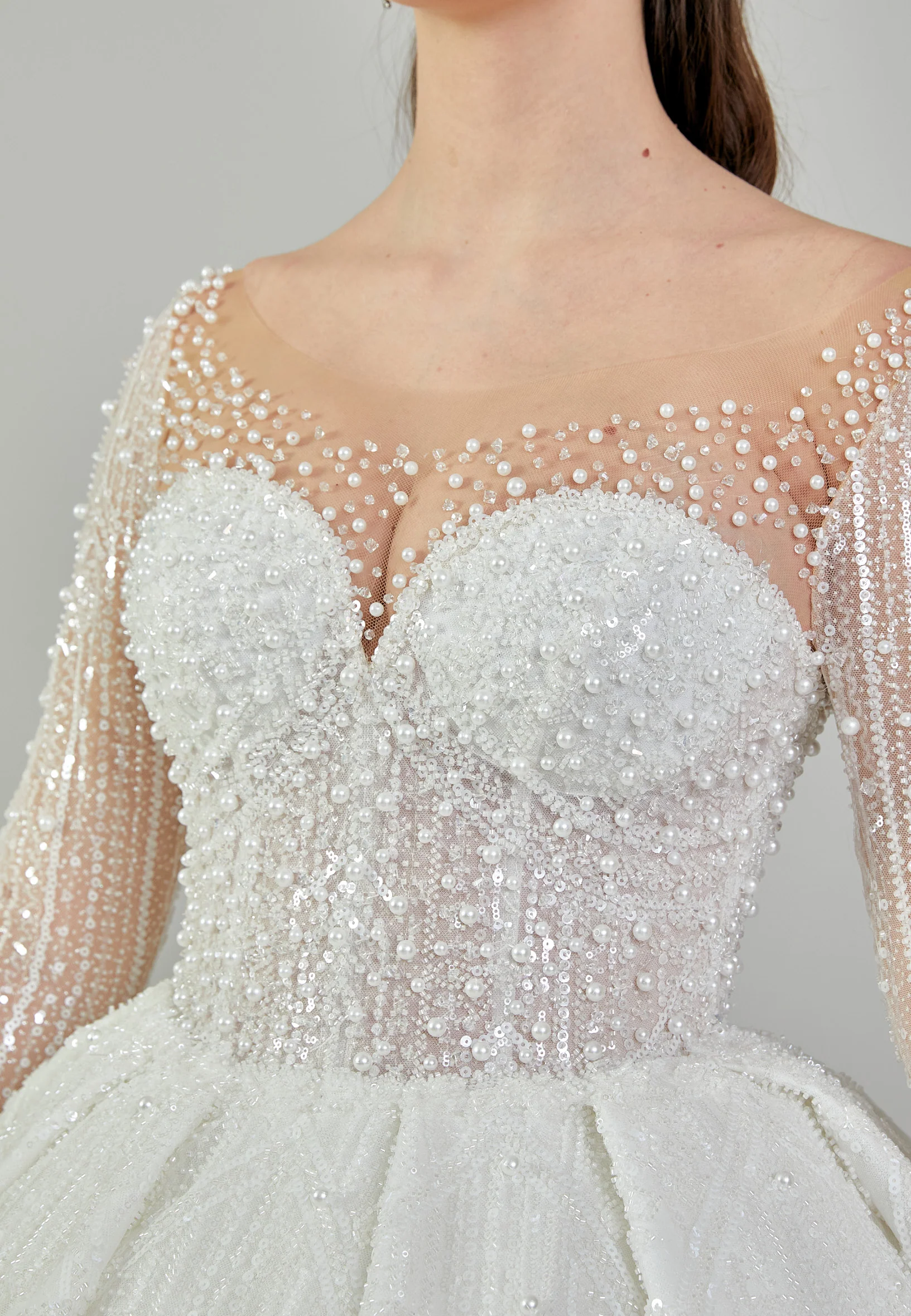 Long Sleeve Maxi Sequin Regular Wedding Dress abb24004 - Image 4