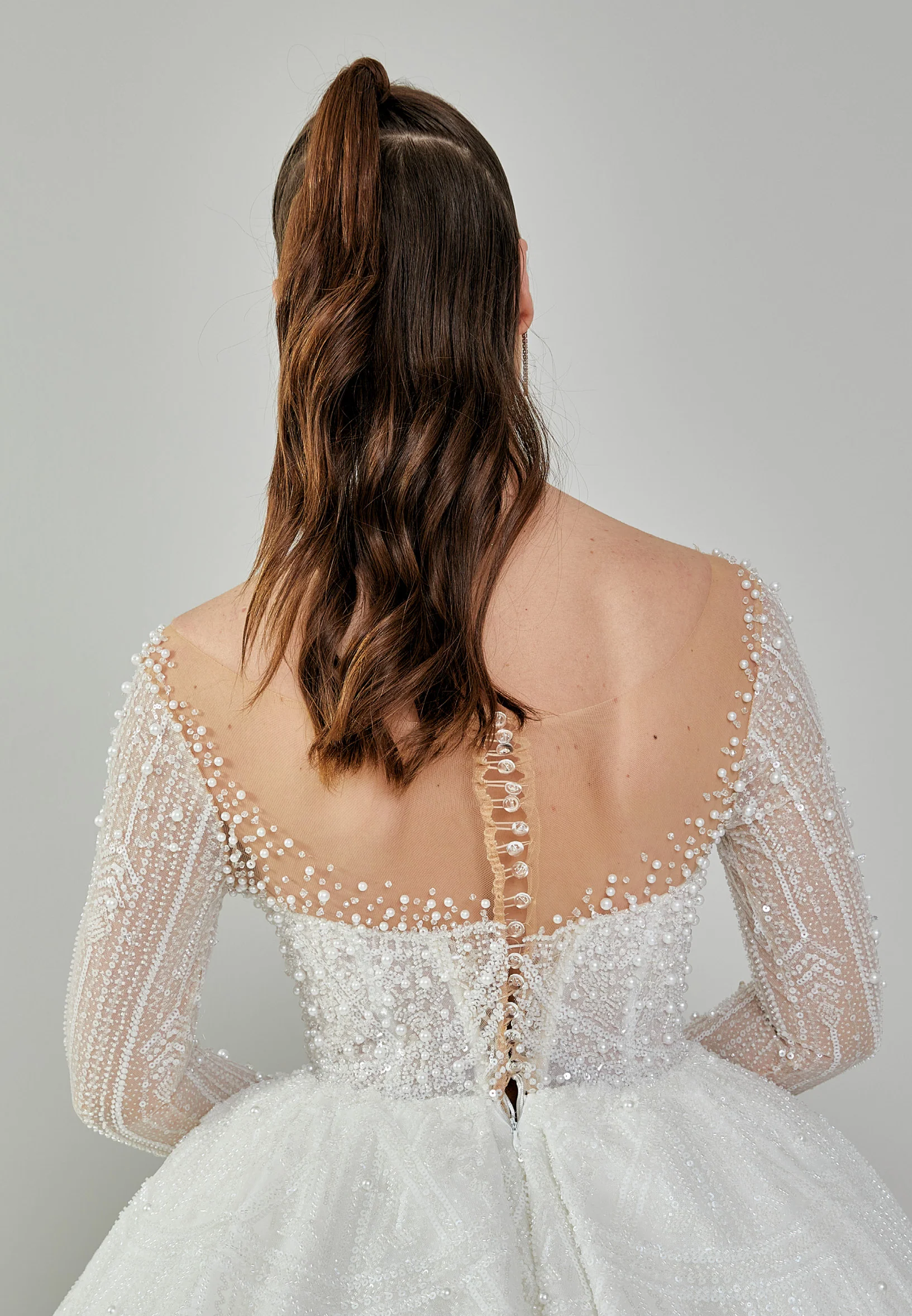 Long Sleeve Maxi Sequin Regular Wedding Dress abb24004 - Image 8